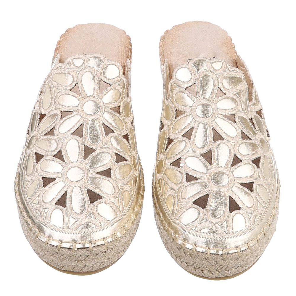 Ital-Design Damen Mules Freizeit Pantolette (88930273) Flach Pantoletten in Gold
