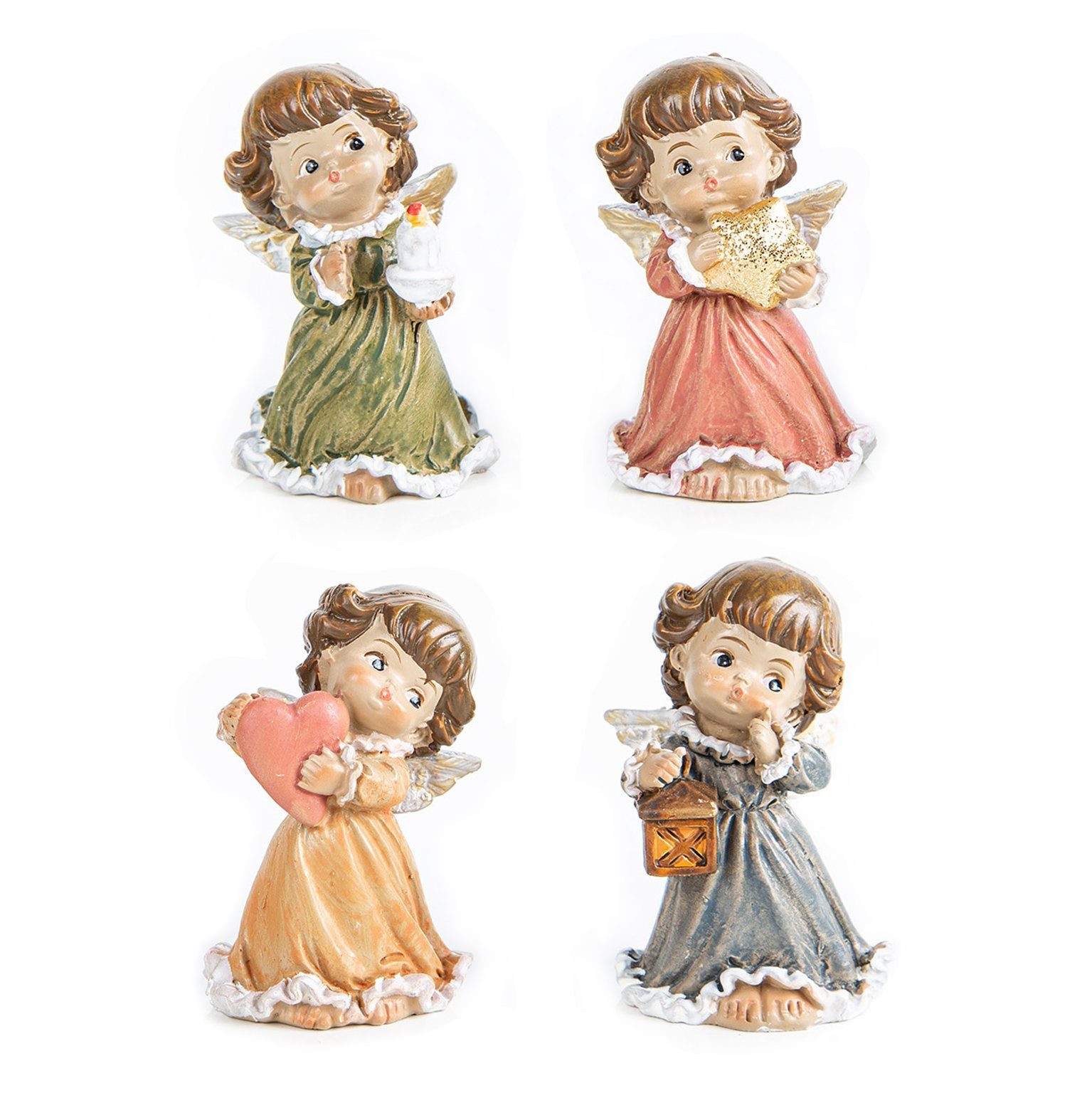 Weihnachtsfigur 4 kleine Schutzengel bunt 6 cm