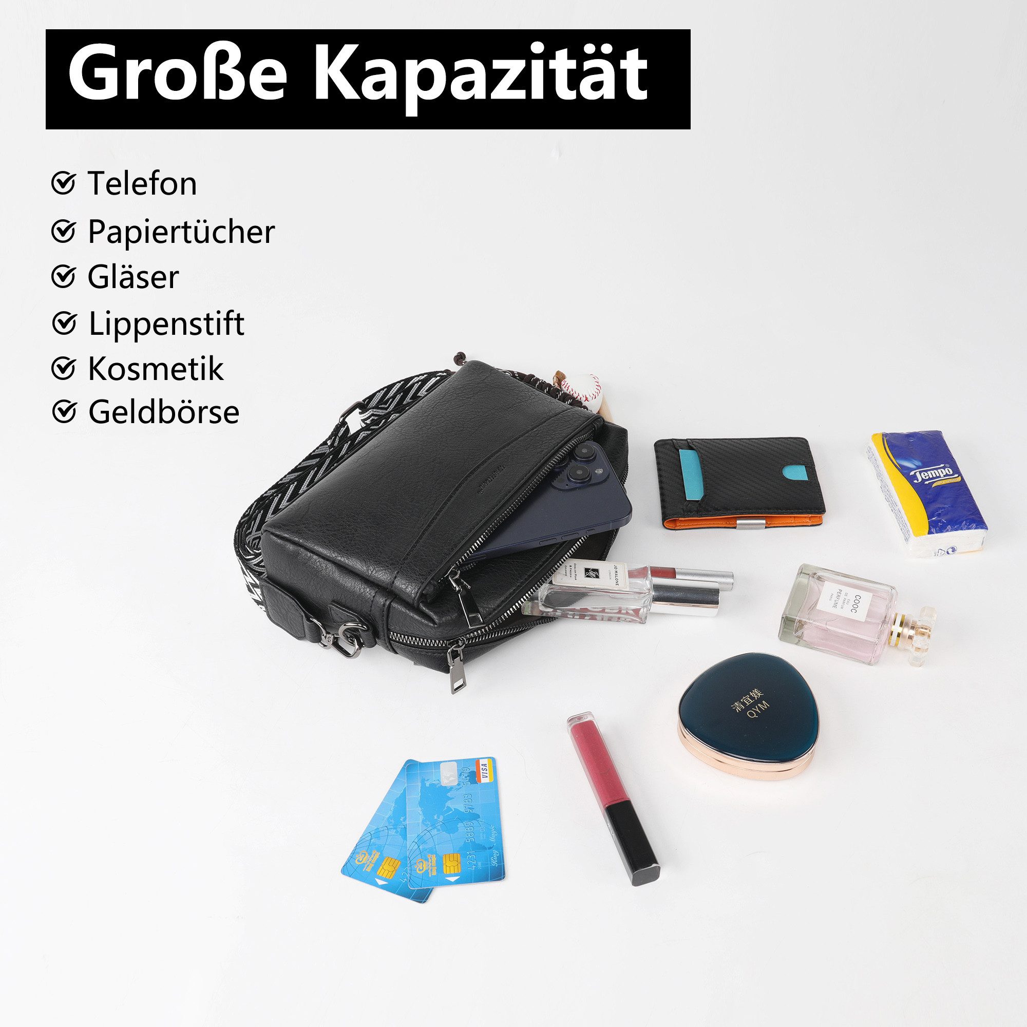 TAN.TOMI Umhängetasche Damen Schultertasche Klein Handtasche Crossbody Bag Henkeltasche (Tasche mit viel Stauraum), Für Pendeln Reise Campus Sport Rucksäcke – Bild 4 von 5