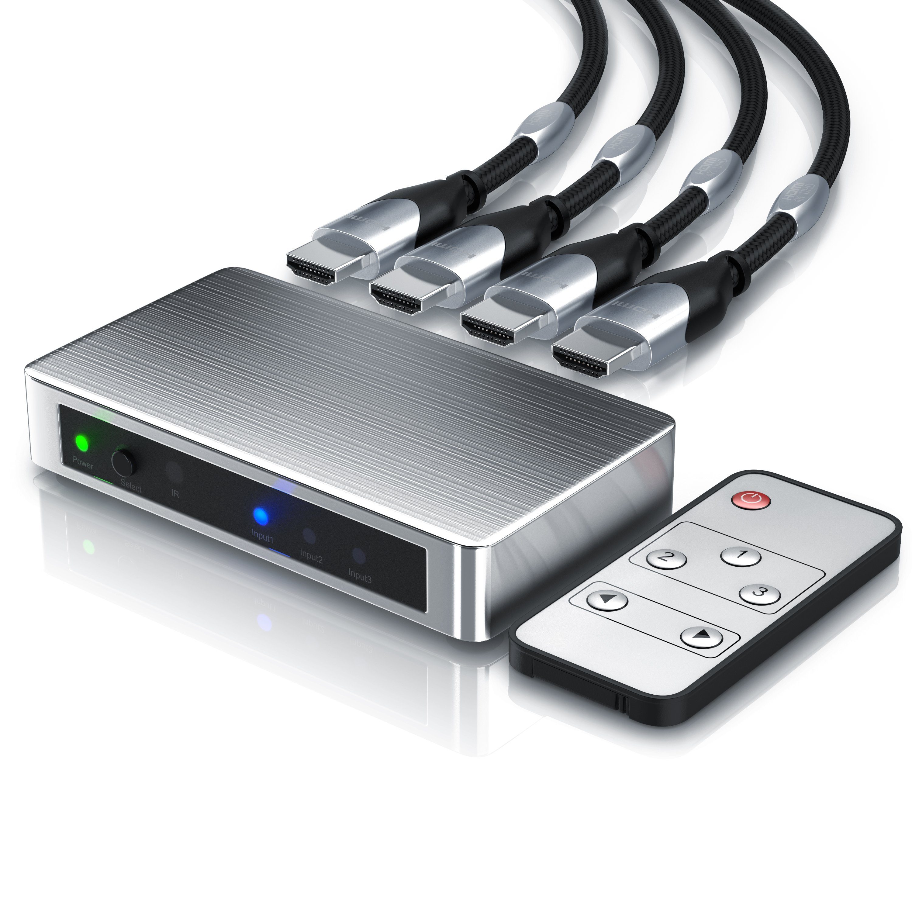 Primewire Audio / Video Matrix-Switch 3-Port 4k UHD HDMI Switch, Verteiler mit Fernbedienung & Netzteil, 3 Zuspieler an einem TV-Anschluss, für Konsole und Play – Bild 5 von 5