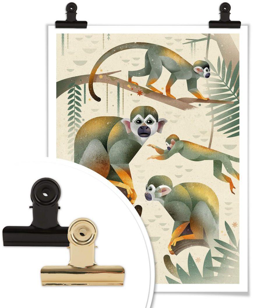 Wandposter Tiere Wall-Art Poster (1 Wandbild, Squirrel Bild, Monkeys, Poster, St),