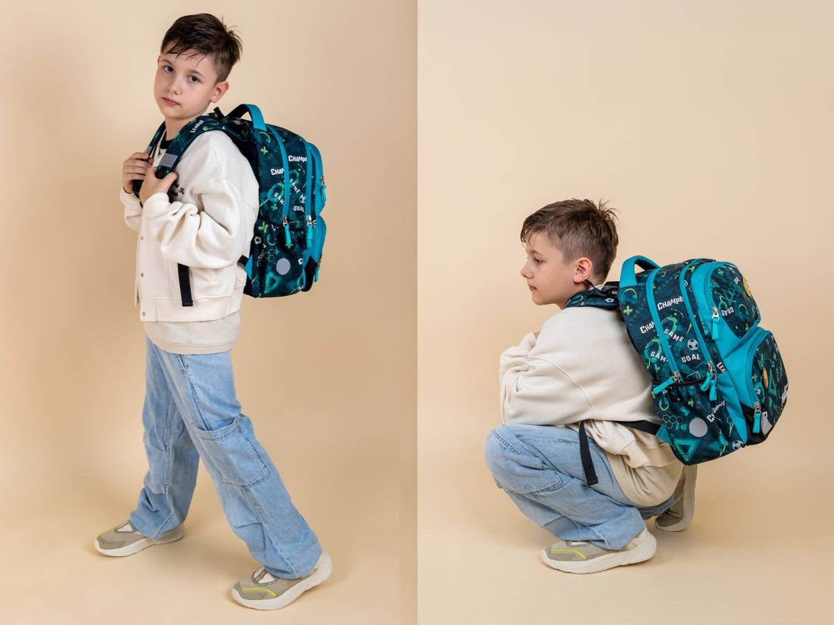 Belmil Schulrucksack "MAXI PACK" neues Modell 2025 mit Patches für Mädchen und Jungen, ab 3. Klasse mit Köpergröße von ca.120cm
