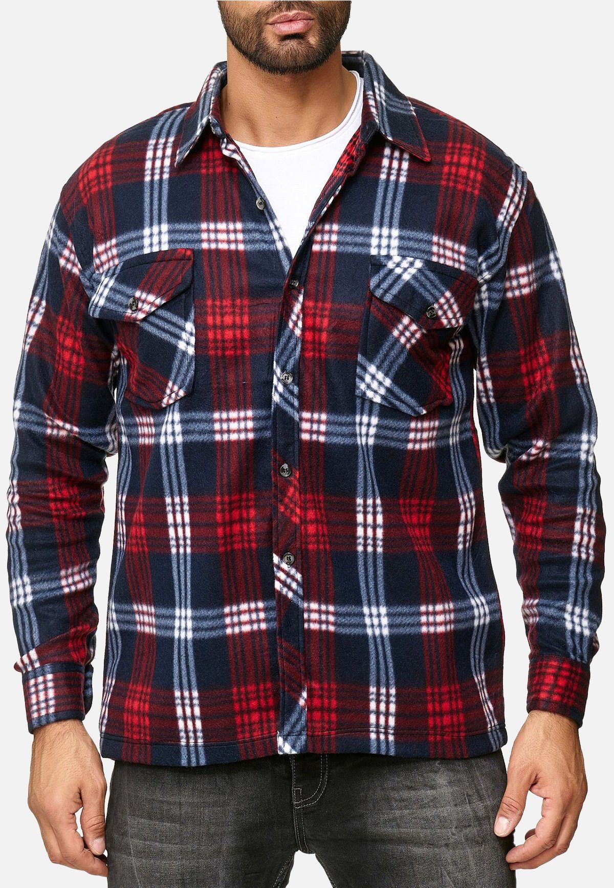 Egomaxx Langarmhemd Fleece Holzfäller Kariert Arbeiterjacke günstig online kaufen