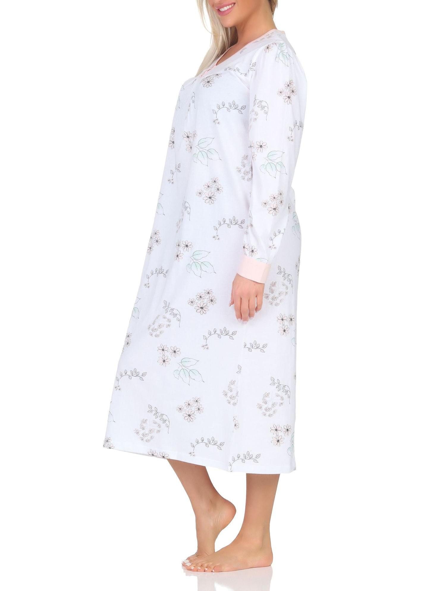 Normann Nachthemd Damen langarm Nachthemd im klassischen fraulichen Design