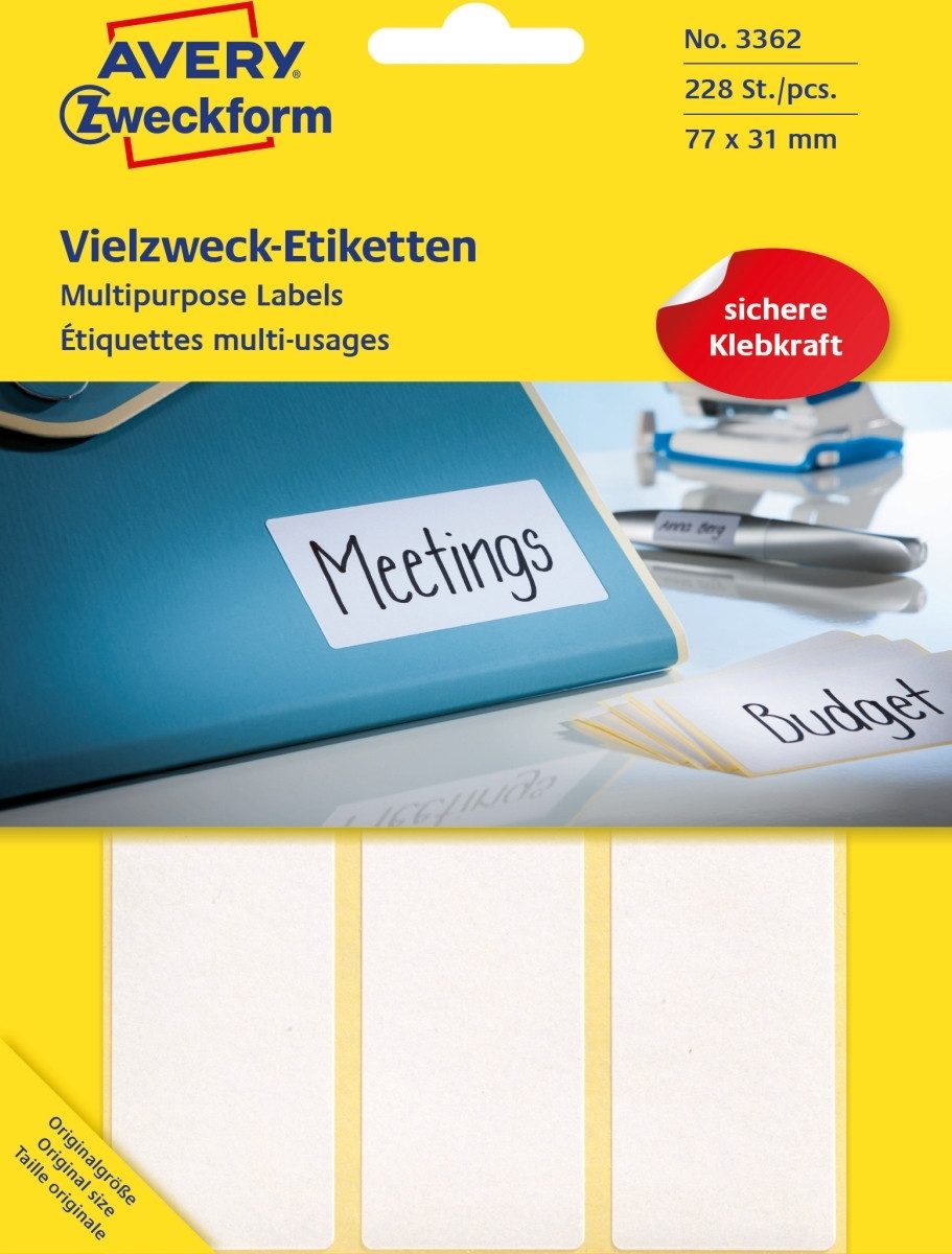 Etiketten Universal-Etiketten 77x31 mm 28 Blatt/224 Etiketten weiß