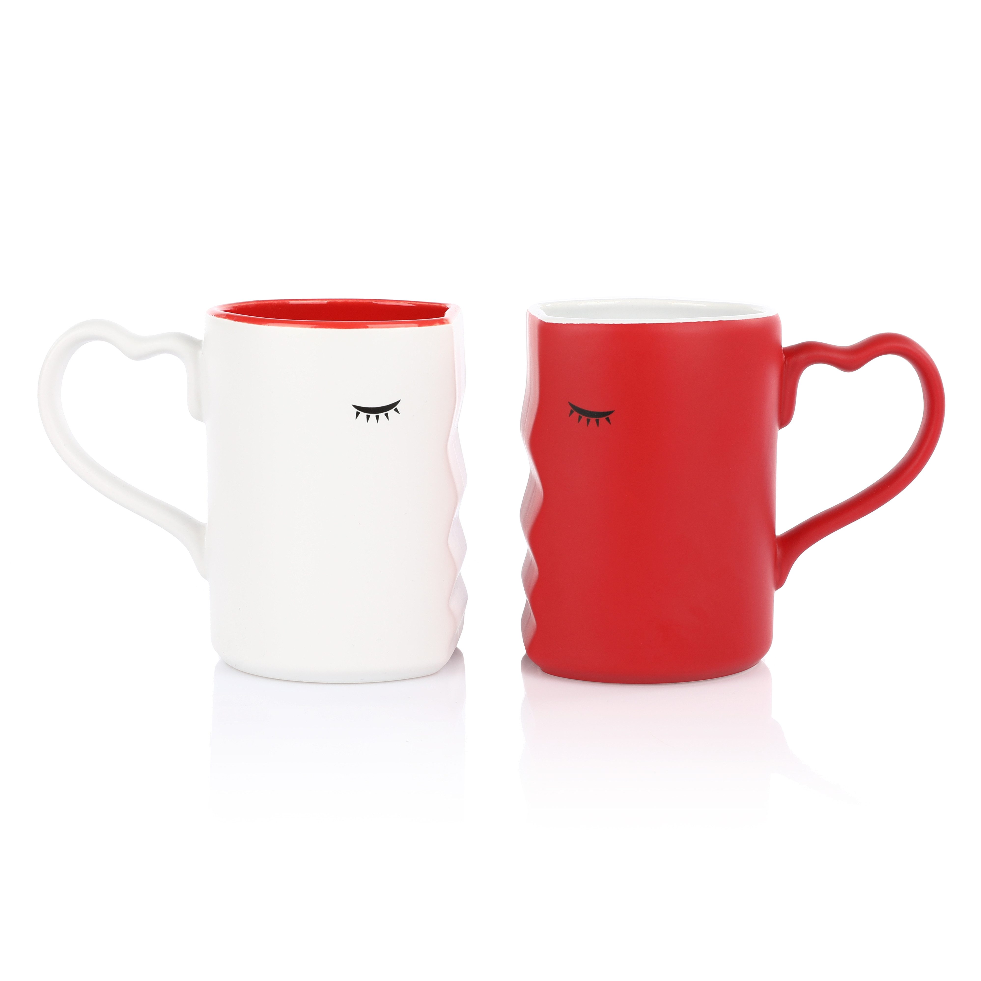 FunX Becher Küssende Tassen Kaffeebecher Geschenk Set, 2er Set