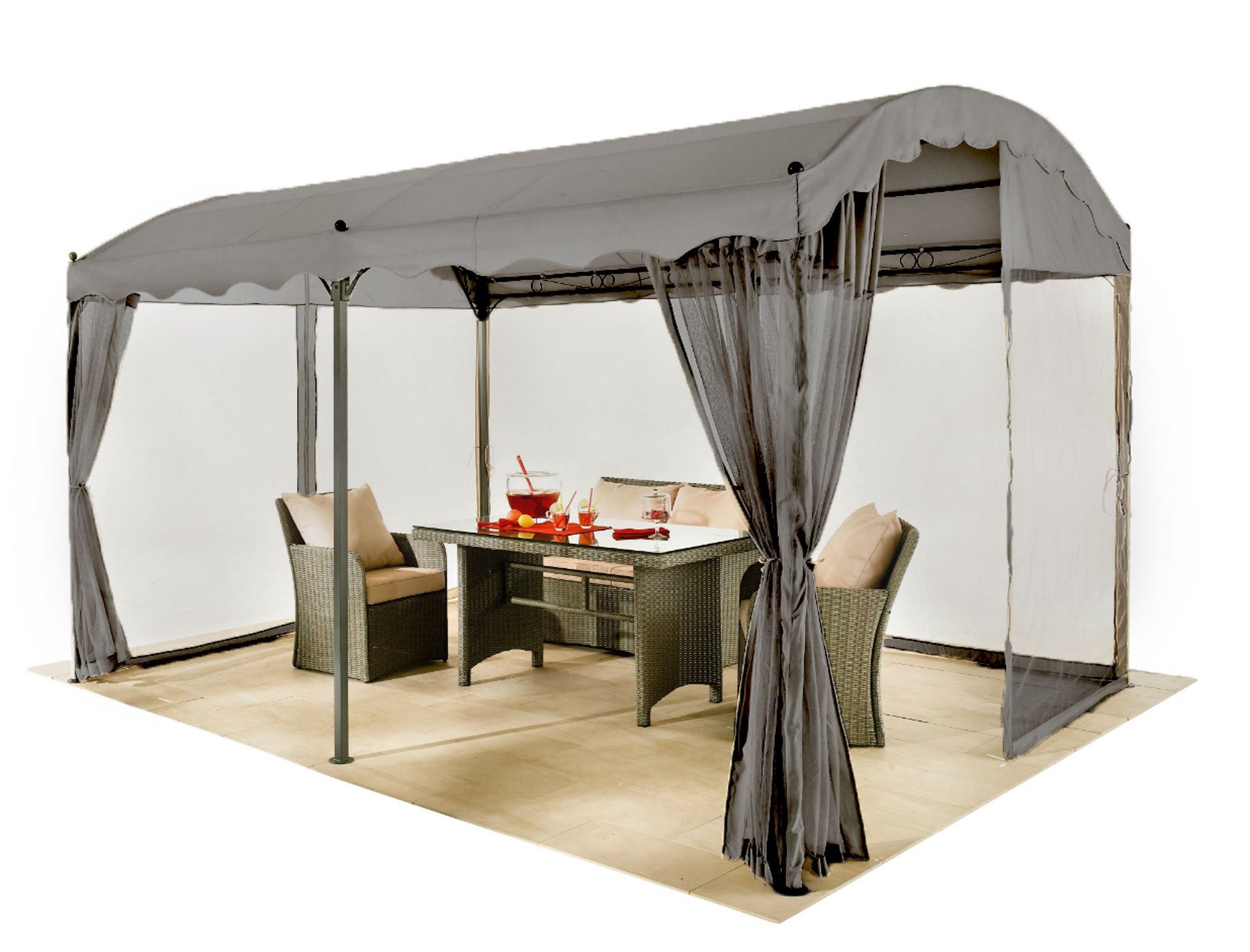 Grasekamp Pavillon Seitenwand Bogenpergola 3x4m 4tlg.