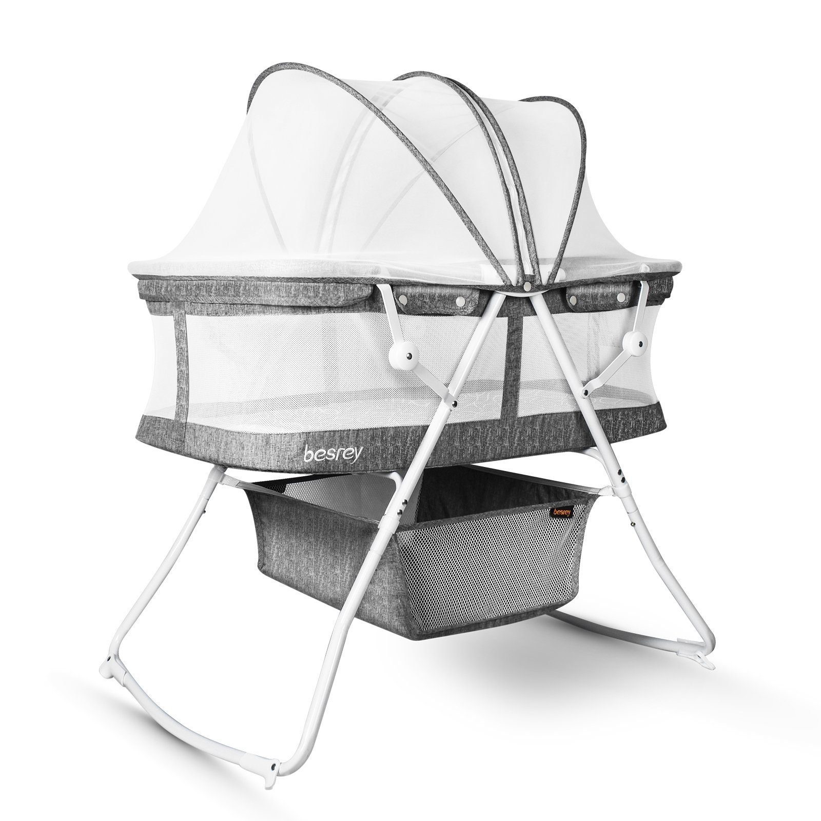 besrey Stubenwagen 3 in 1 faltbare Babywiege mit Matratze, Babybett für Neugeborene