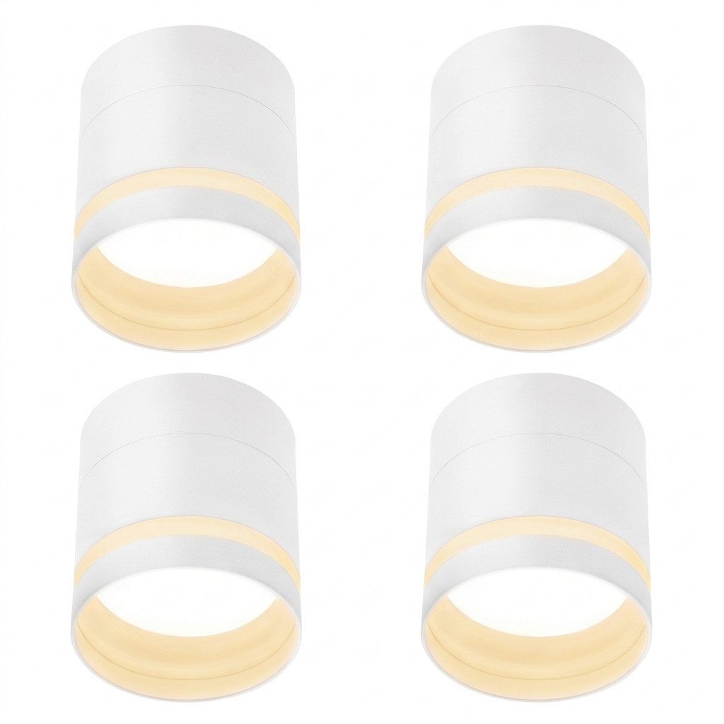 ZMH LED Deckenstrahler Weiß Rund 3000K 5W GX53 Deckenlampe Acryl Wohnzimmer 4-er Set, LED fest integriert, Warmweiß