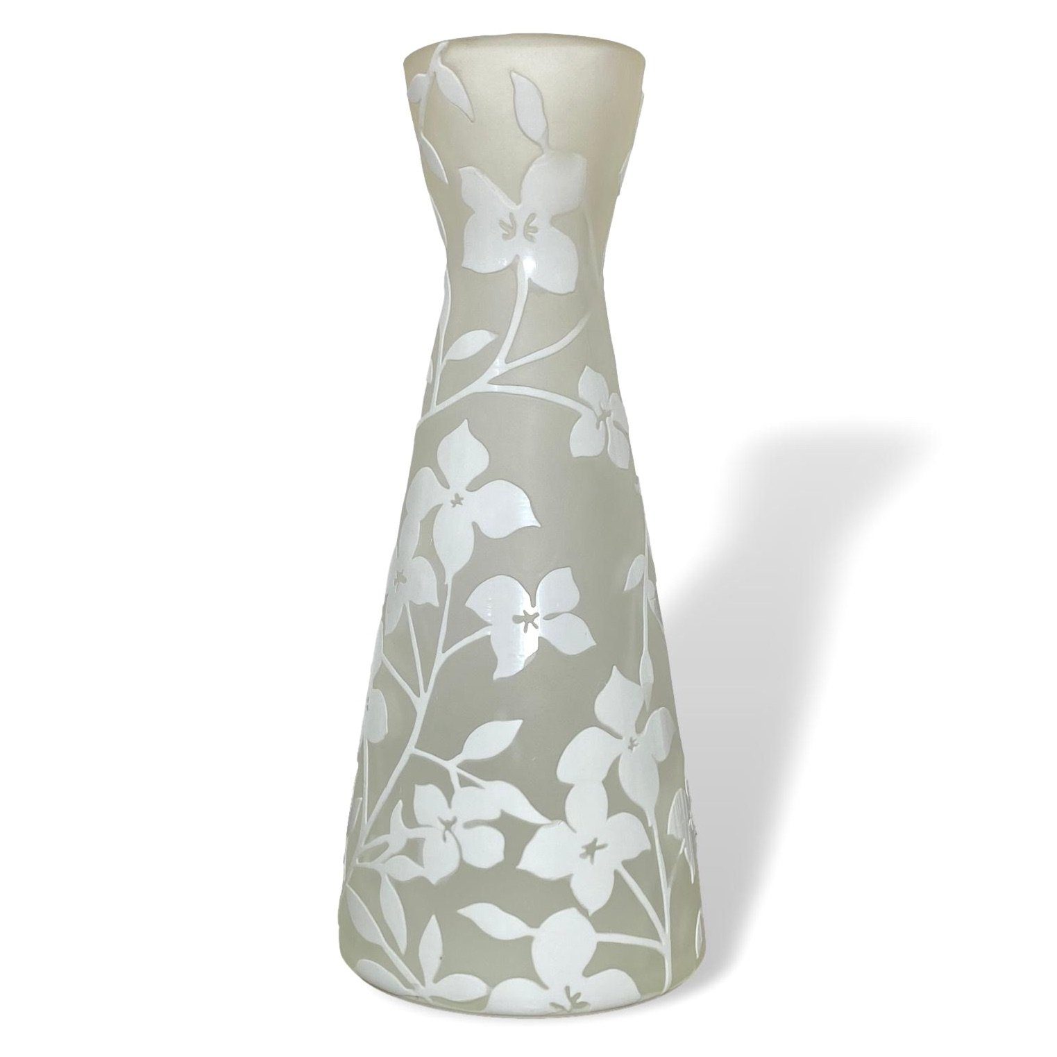 Aubaho Tischvase Glasvase Glas Tischvase 30cm im Vase Stil des Nancy Jugendstil Antik-Stil Blumen