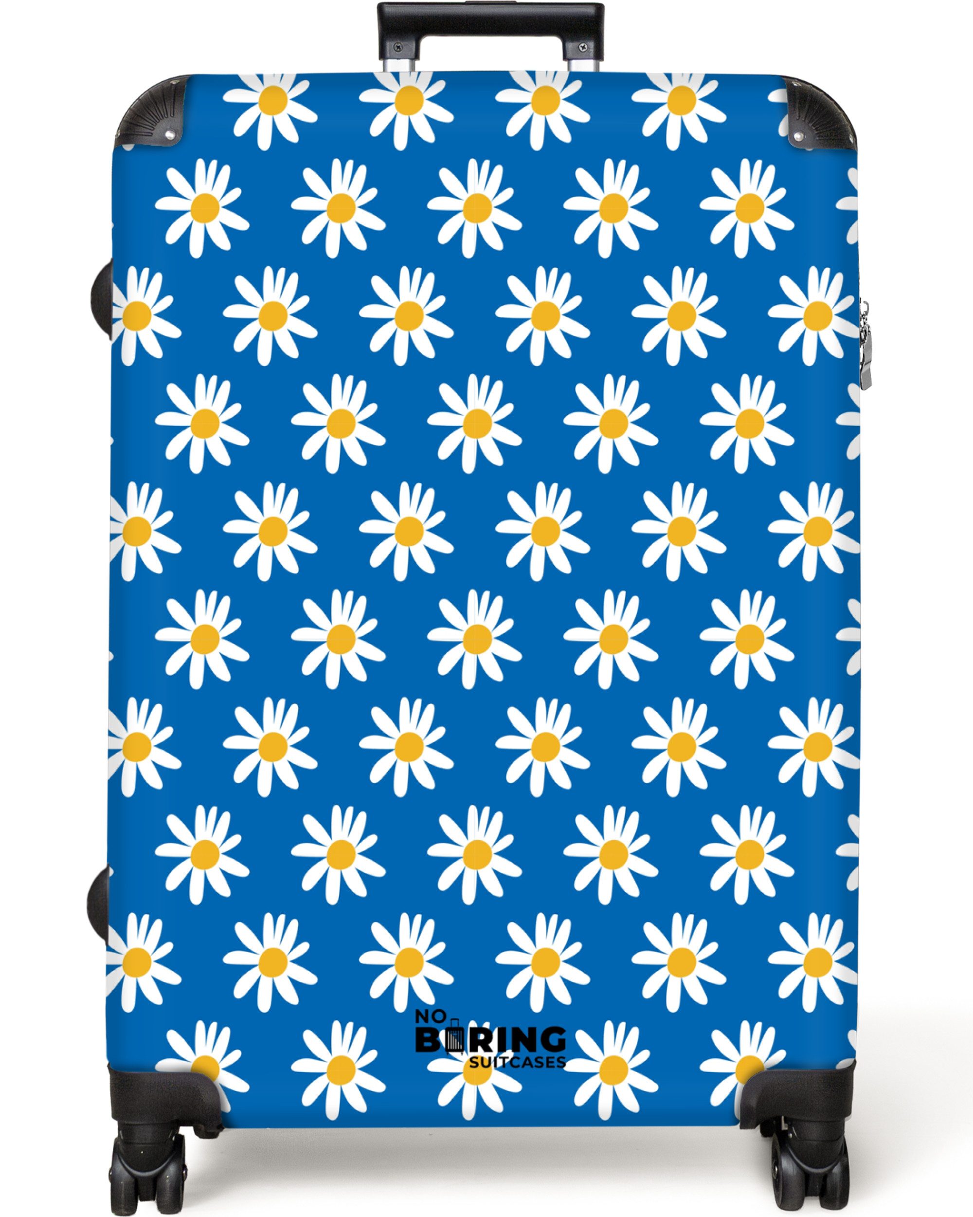 Hartschalen-Trolley Blau mit Gänseblümchen 77 cm - 98 L