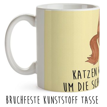 Mr. & Mrs. Panda Kinderbecher Katze Wasserglas - Gelb Pastell - Geschenk, Katzenaccessoires, Kinder, Kunststoff, Kindergeschichten Motive