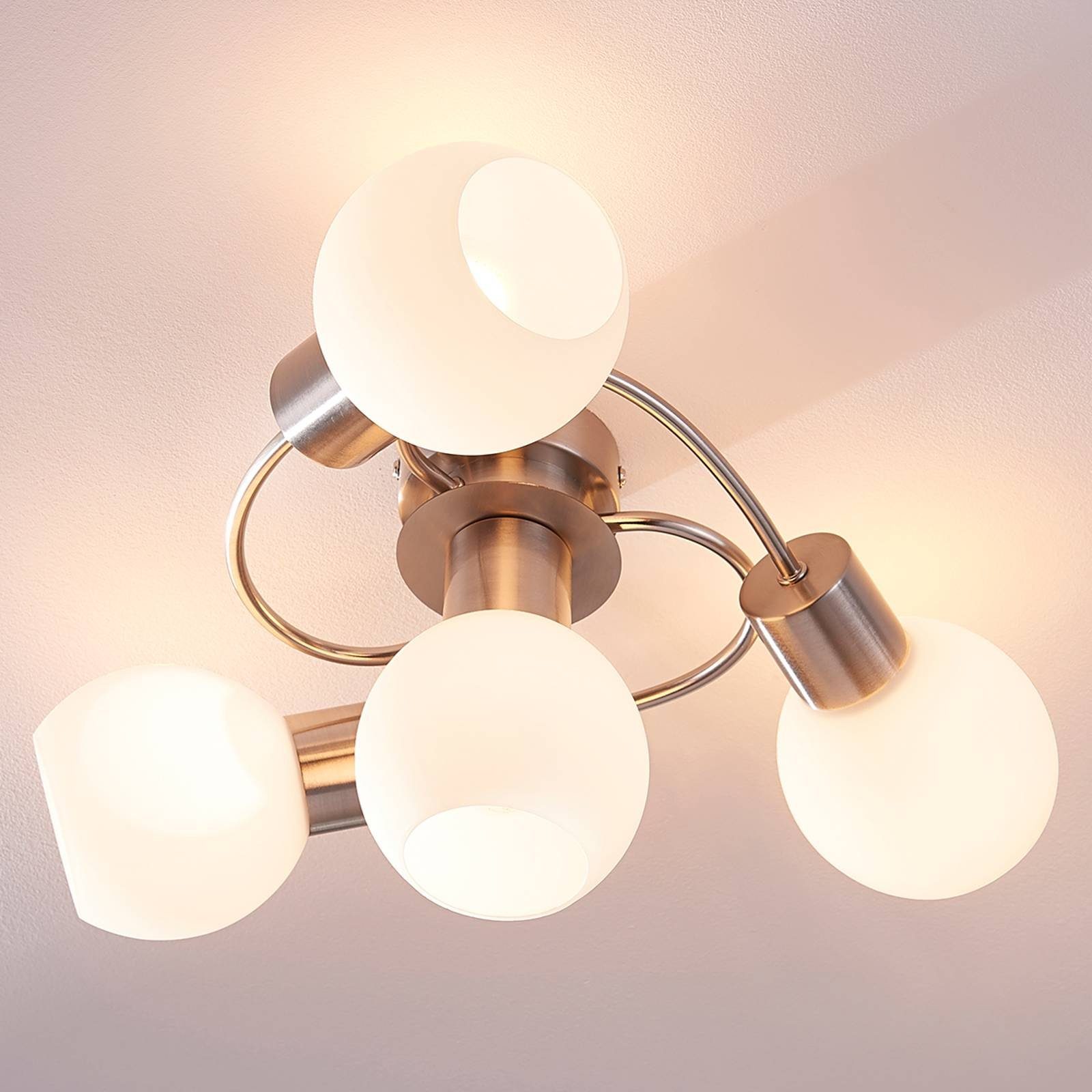 Lindby Deckenleuchten Ciala, Glas Alu IP20, 4 x 40 W