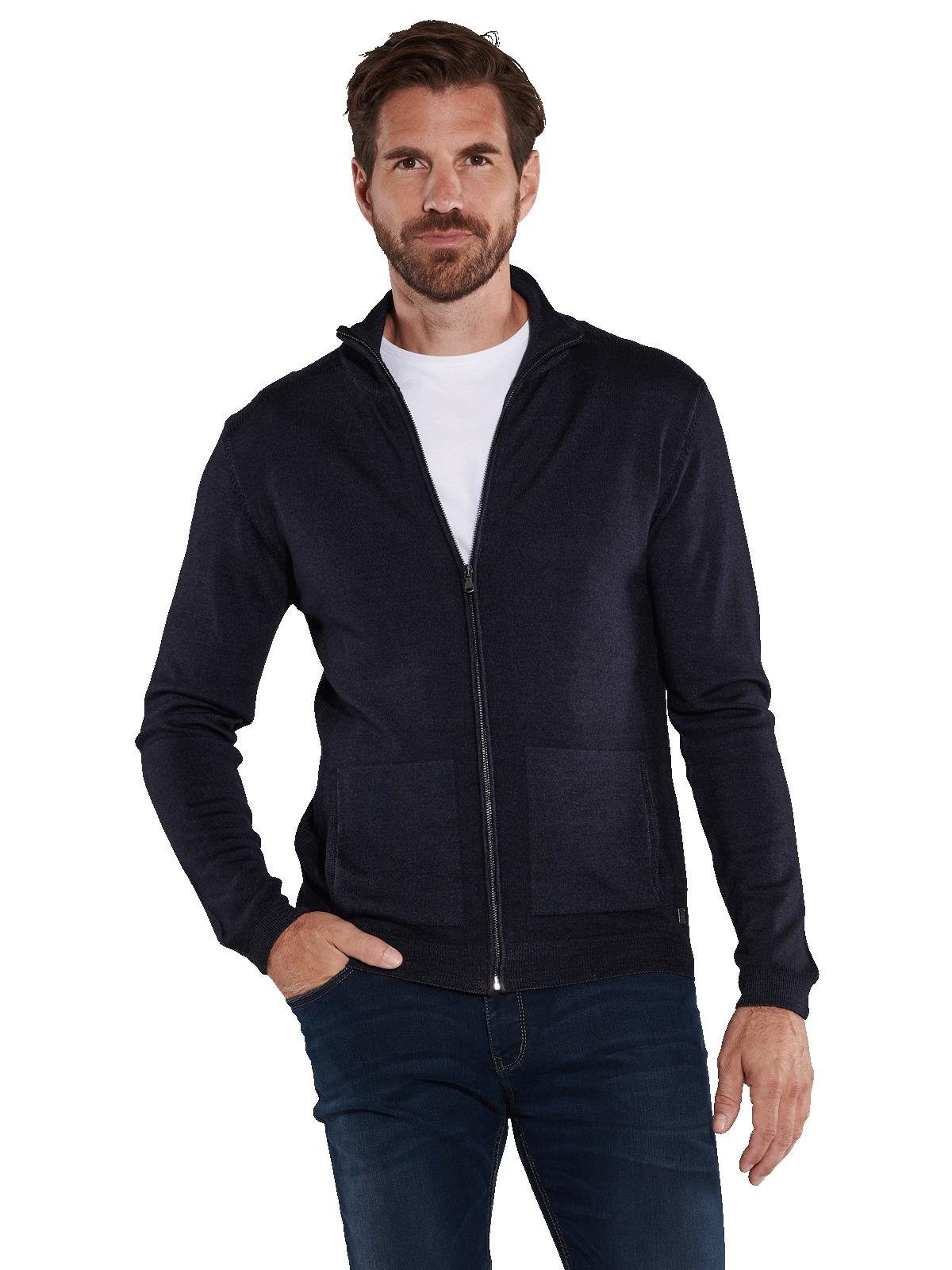 ENGBERS GERMANY Cardigan ENGBERS GERMANY Herren Cardigan aus 100% Merinowolle, Saphirblau