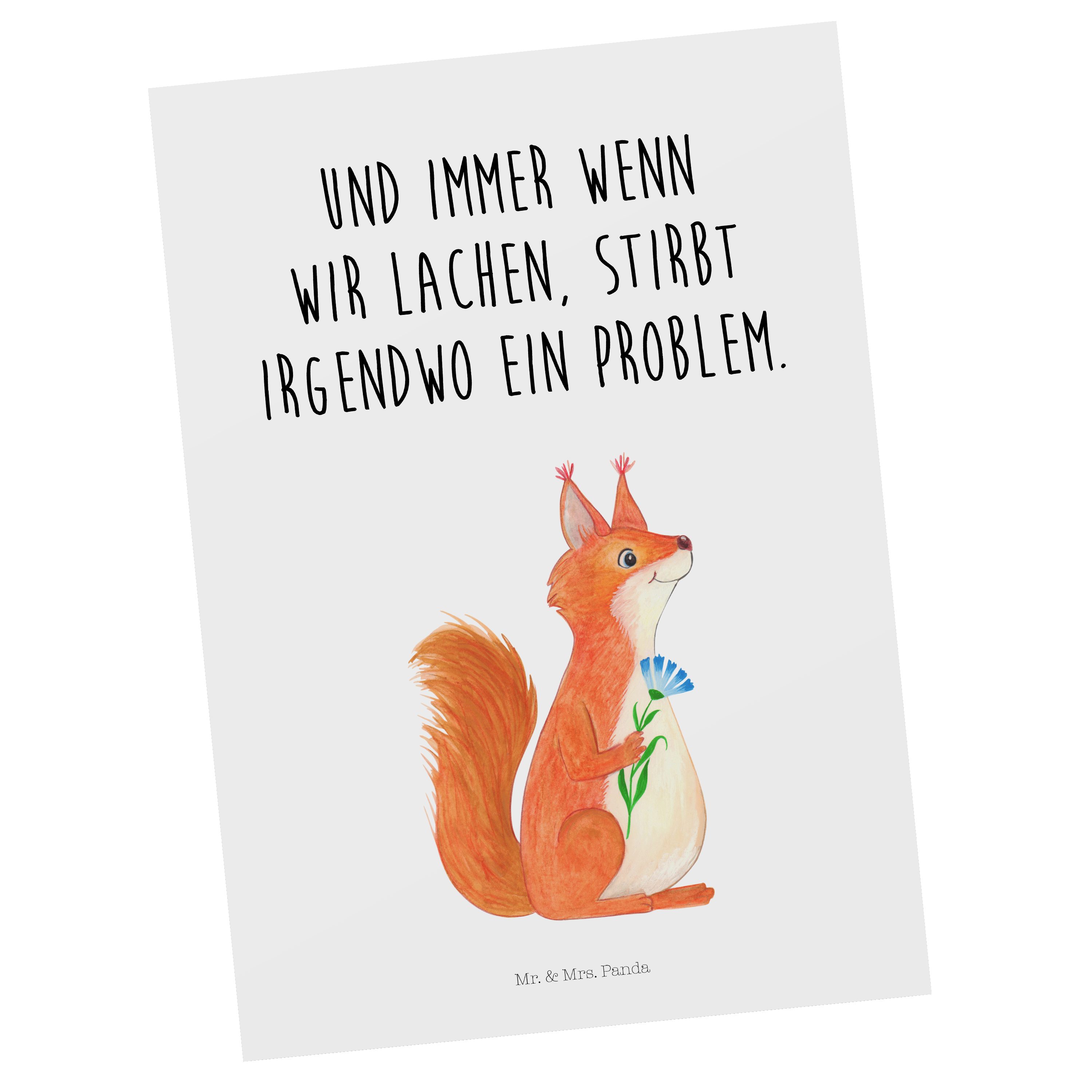 Mr. & Mrs. Panda Postkarte Eichhörnchen Blume - Weiß - Geschenk, Motivation Bilder, lustige Sprü