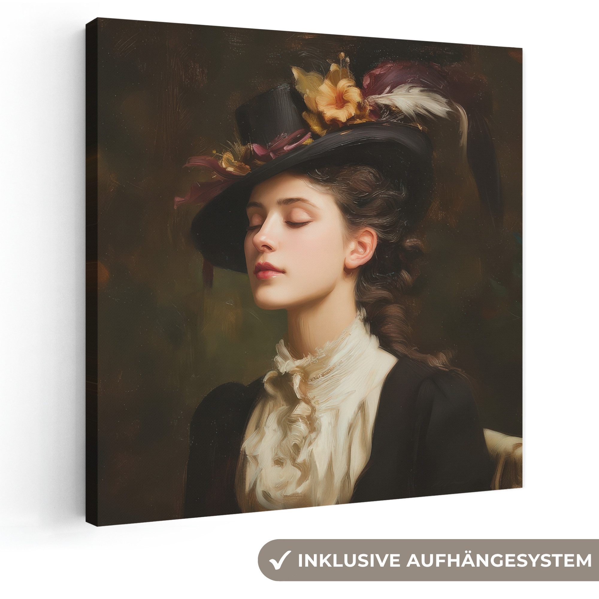 OneMillionCanvasses® Leinwandbild Frau - Viktorianisch - Porträt, Fotodruck (1 St), Wandbild, Deko Schlafzimmer Wohnzimmer Flur 20x20 cm