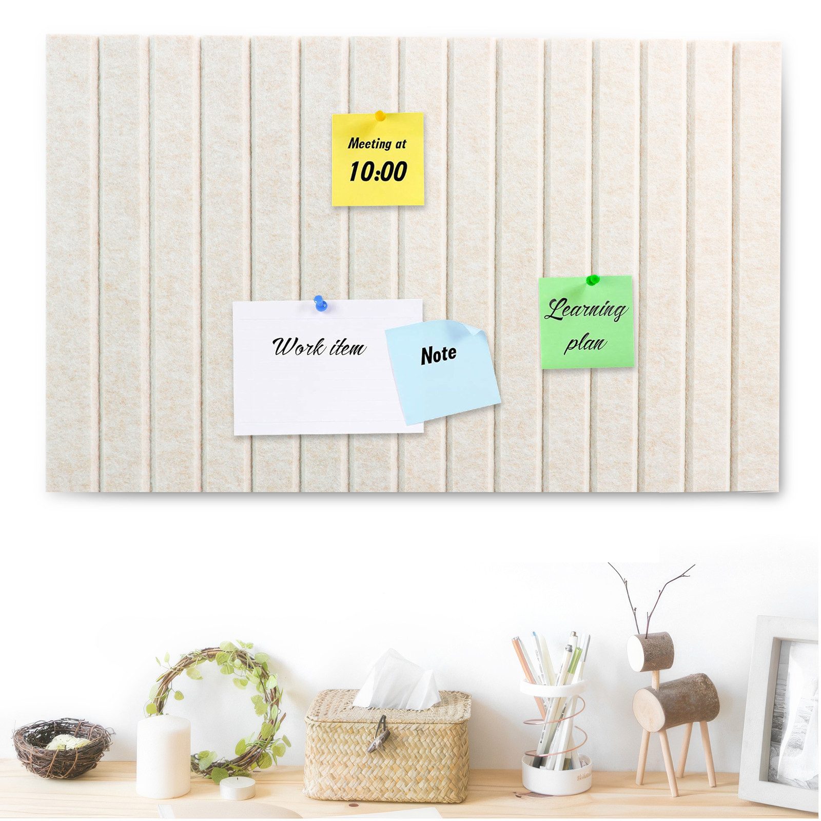 BlingBin Pinnwand Filz Pinnwand Selbstklebend, Filzboard, Faltbare Fototafel, (Große Felt Wandpaneele mit Selbstklebendem Klebeband, 1-tlg., Produktmaße: 40 × 60 cm), Pinnnadeln Bulletin Board Wanddekoration für Büro Küche, Helles Camel