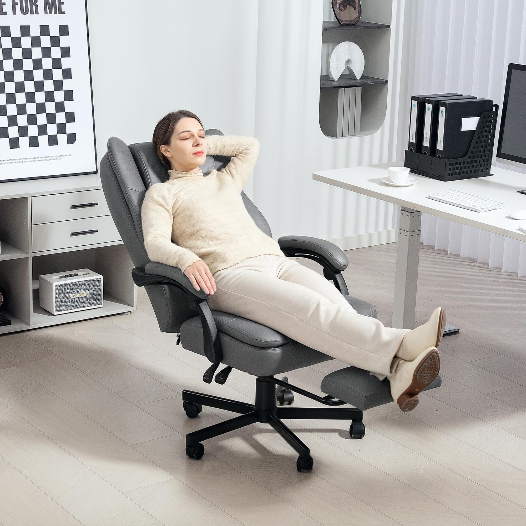 HOMCOM Schreibtischstuhl mit Massagefunktion, Liegefunktion (ergonomischer günstig online kaufen