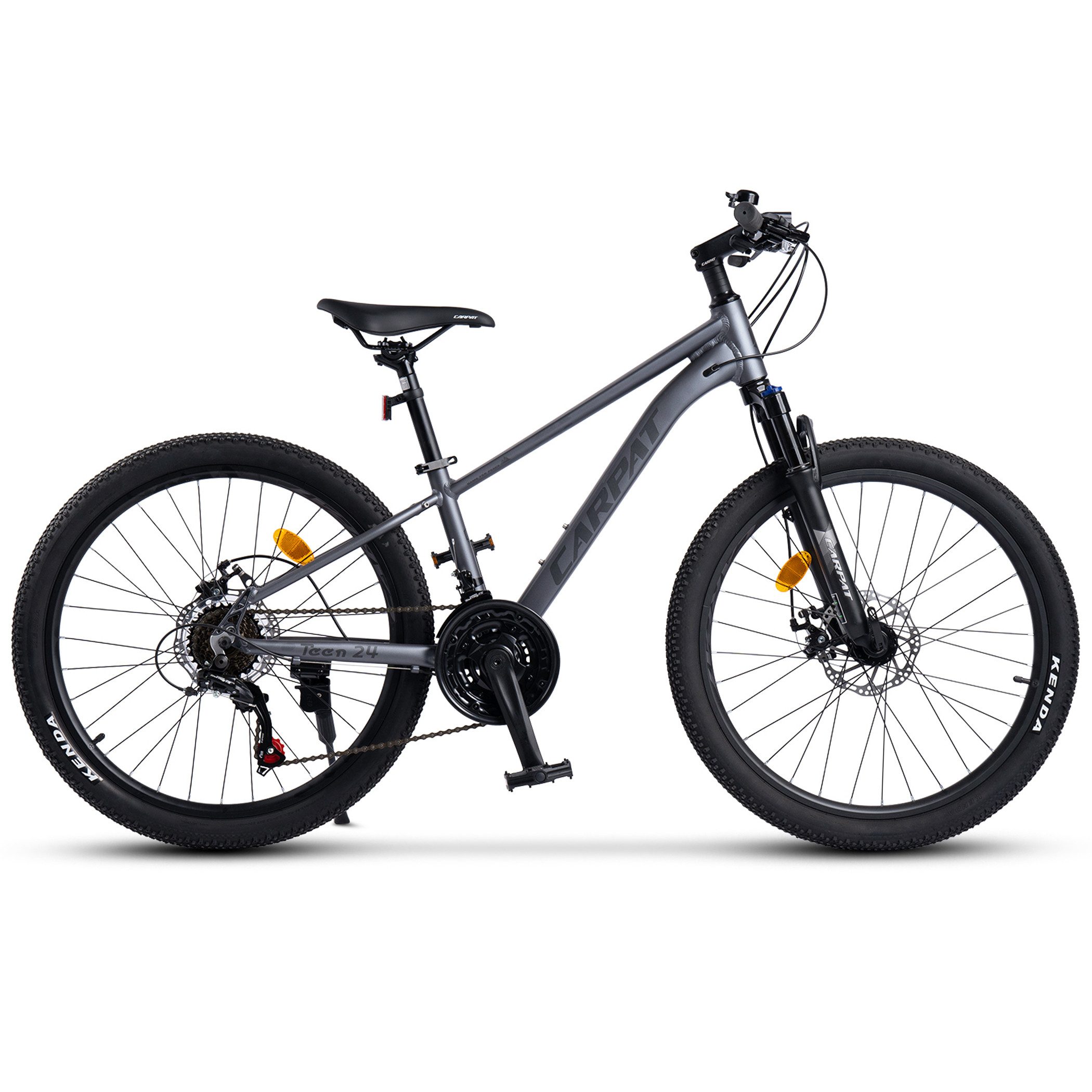 CARPAT SPORT Mountainbike 24 26 27.5 Zoll Fahrrad für Herren Damen, Mädchen und Jungen, 21 Gang Shimano Tourney Schaltwerk, Kettenschaltung, Aluminium Rahmen, Jugendfahrrad MTB Hardtail Fahrrad