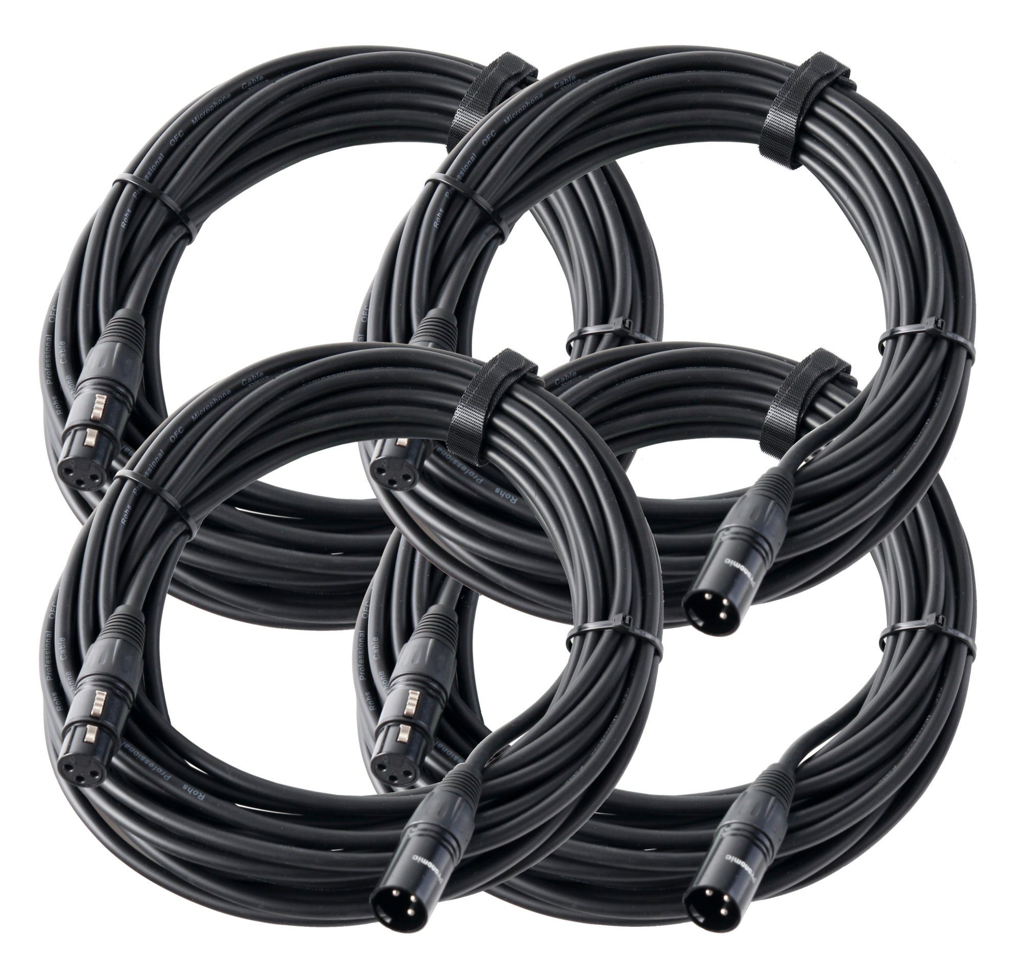 Pronomic XFXM-10 Mikrofonkabel XLR 10m Schwarz 4er Set Audio-Kabel, XLR, XLR (1000 cm), Stecker handgelötet, säure- und ölfest