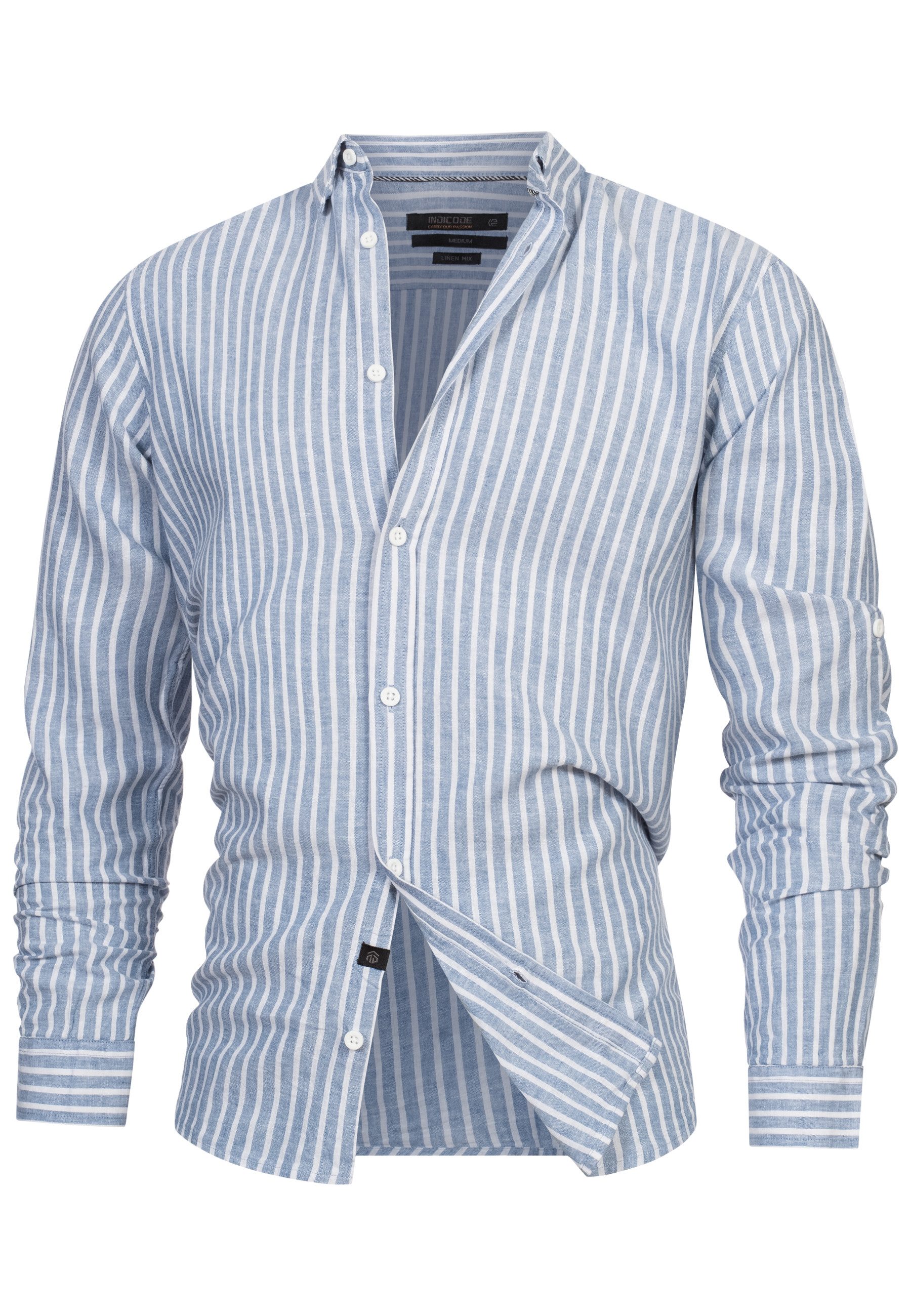 Indicode Langarmhemd Herren Brayden Herrenhemd Langarm mit Button-Down-Krag günstig online kaufen