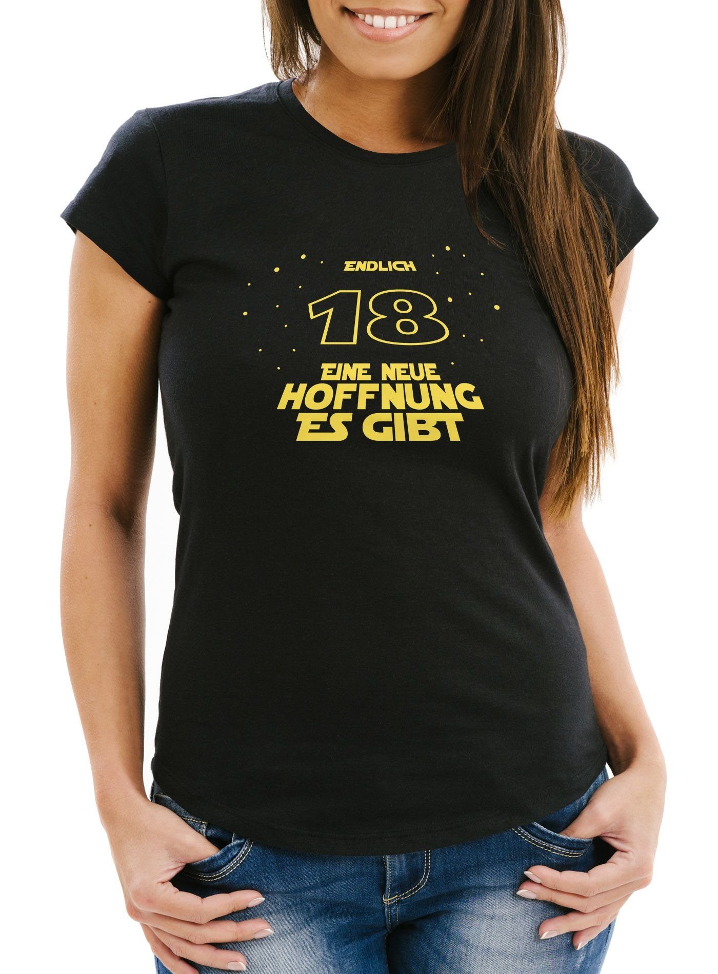 Print-Shirt Damen T- Shirt zum 18. Geburtstag Geschenk für Frauen Filmzitate Sternenkrieg MoonWorks®