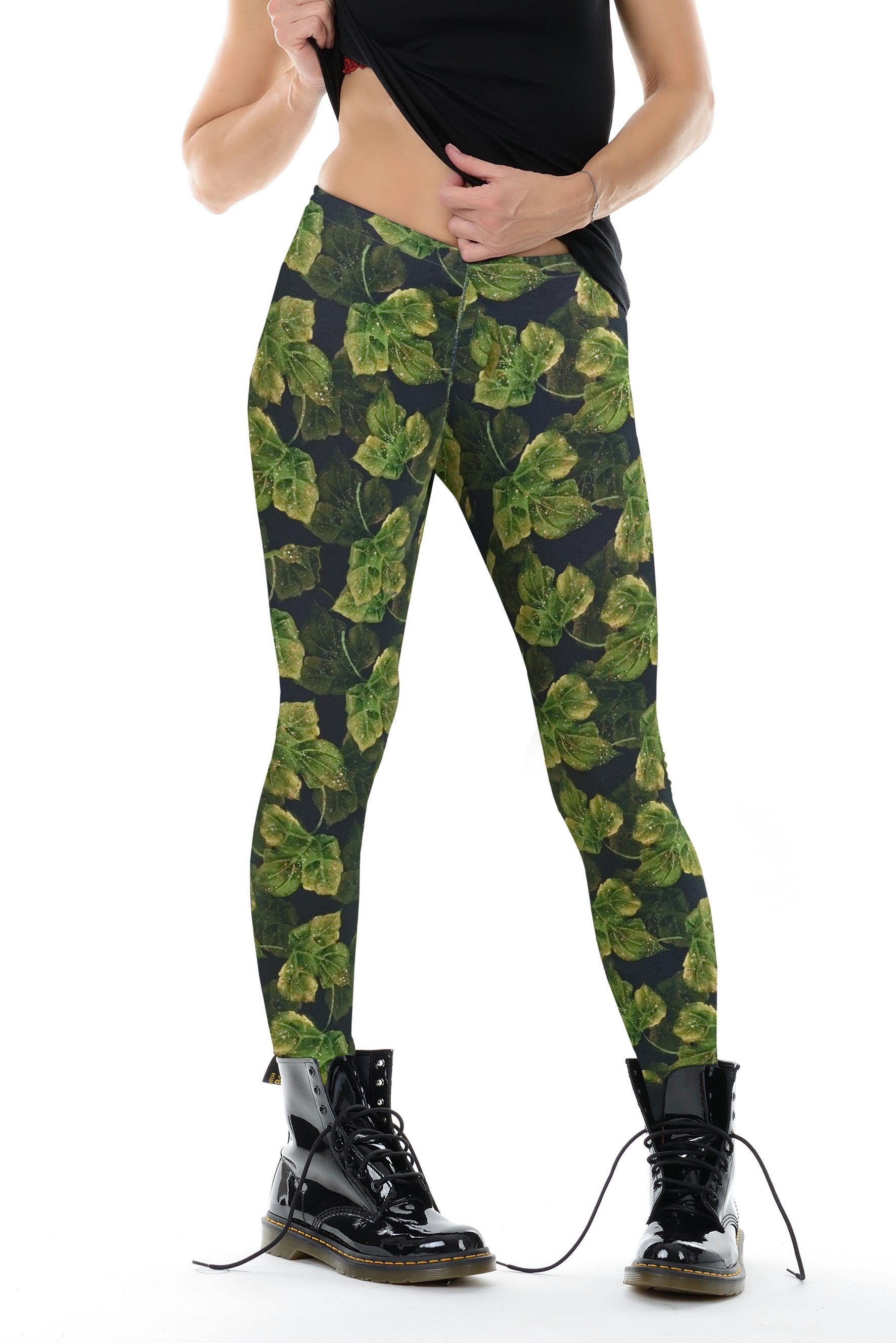 Leggins Love Leggings Leggings by grünen mit Blumen Leggins Blattzauber Love