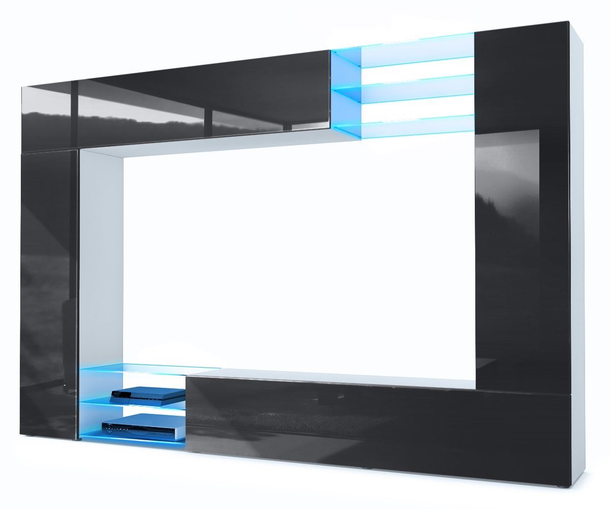Vladon Wohnwand Mirage, (Anbauwand mit Rückwand mit 2 Türen, 2 Klappen und günstig online kaufen