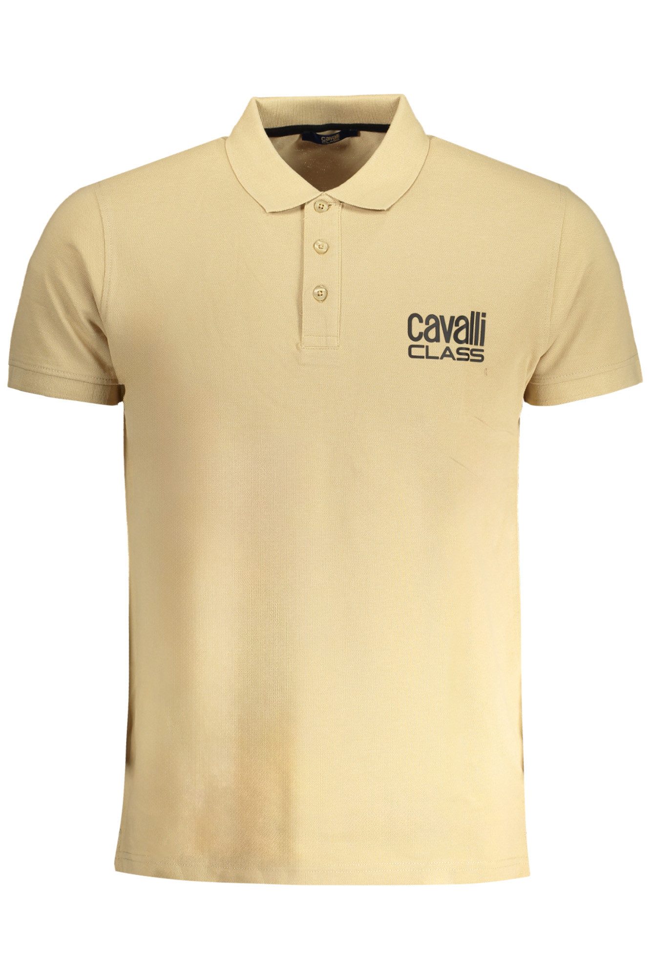 Cavalli Class Poloshirt Elegantes Herren-Poloshirt Beige mit Druck und Logo