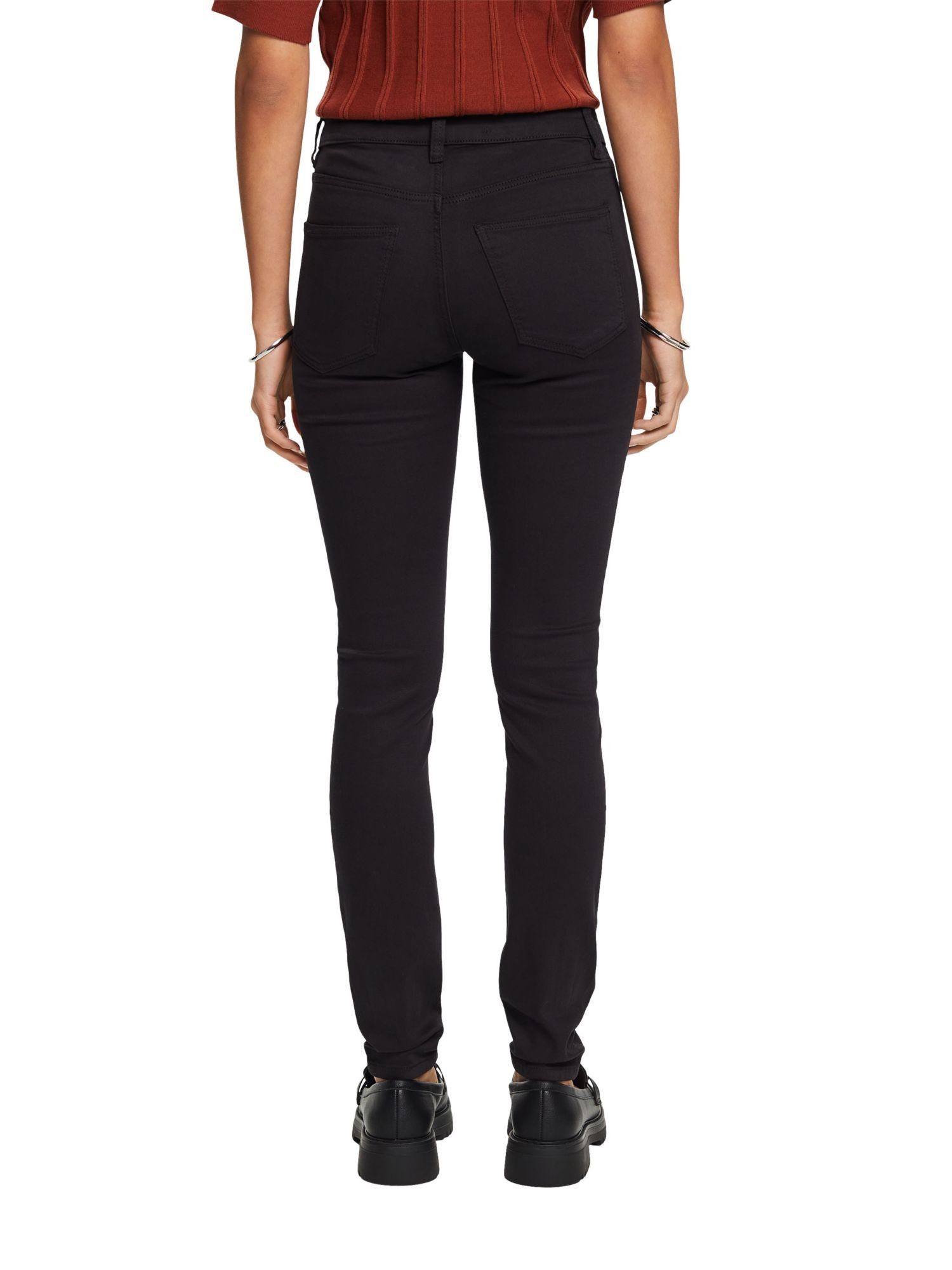 edc by Esprit Stretch-Hose BLACK mit Bundhöhe Skinny mittlerer Jeans