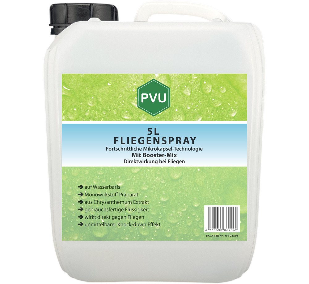 Thumbnail - PVU Insektenspray Fliegen Bekämpfung mit Fortschrittlicher Mikrokapsel-Technologie, 20 l, Booster Mix, unmittelbarer Kno...
