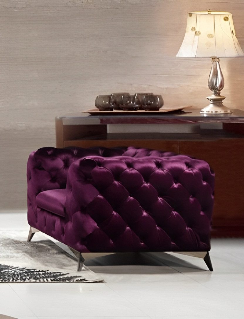 Xlmoebel Chesterfield-Sessel Blauer Sessel im Chesterfield-Stil mit hochwertiger Textilpolsterung (Sessel), Hergestellt in Europa