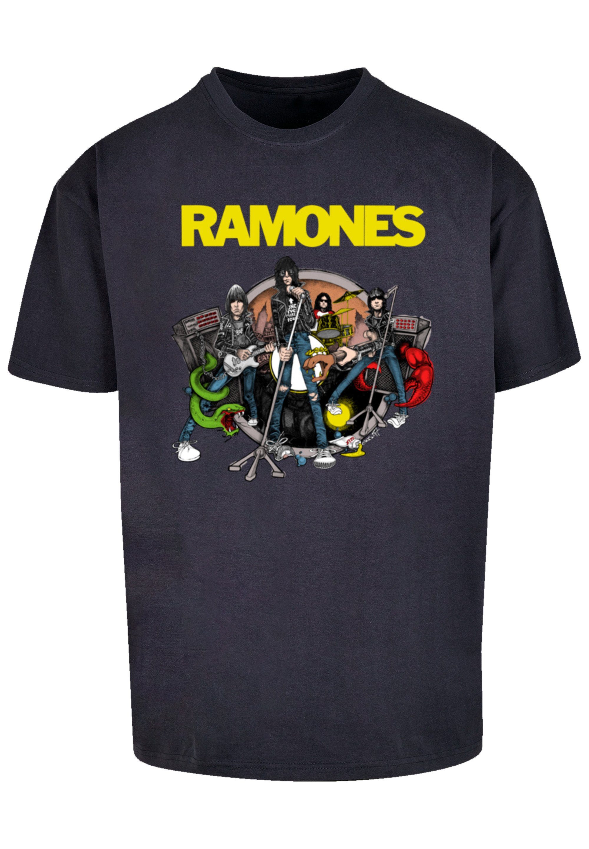 F4NT4STIC Rock Musik T-Shirt Qualität, Band Premium To navy Ramones Rock-Musik Band, Road Ruin