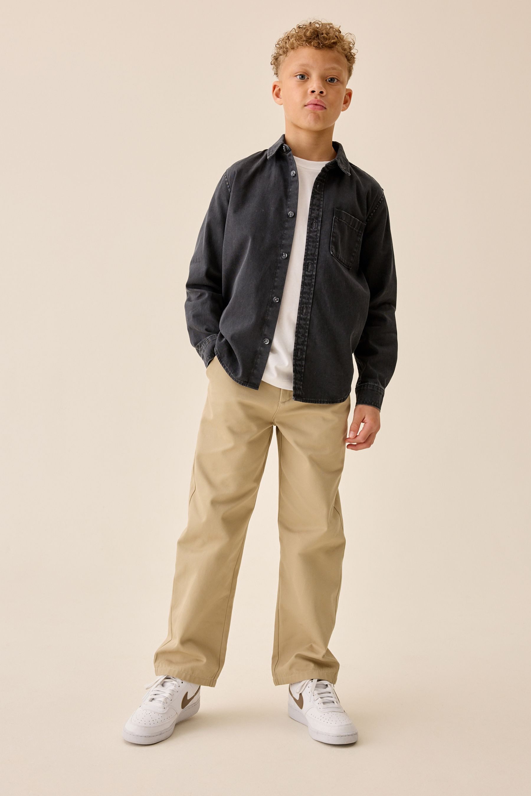 Next Langarmhemd Langärmeliges Hemd aus Denim (1-tlg) – Bild 5 von 5