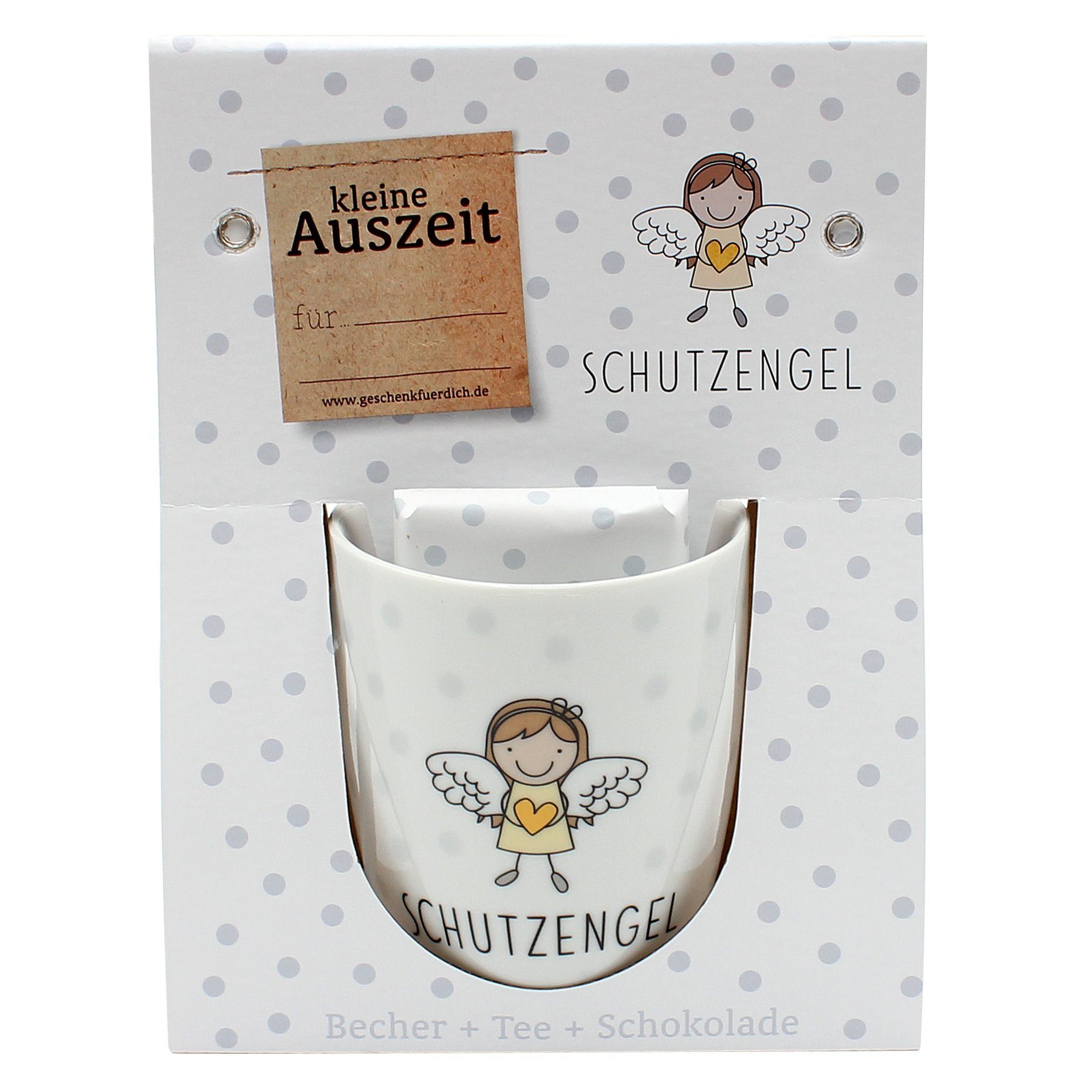 Porzella, Geschenkset Tasse aus Porzellan Tee,- - Auszeit Tasse kleine weiß Dekohelden24 Kaffeebecher - /