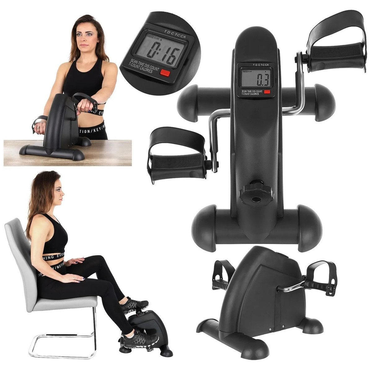 Wisam Mini-Heimtrainer Trizand Reha-Pedaltrainer für Arme und Beine mit LCD-Display