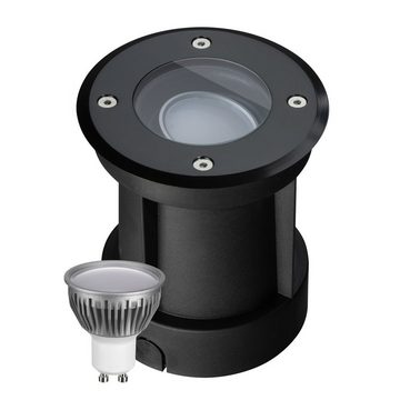 LEDANDO LED Einbaustrahler LED Bodeneinbaustrahler Set - Schwenkbar und Dimmbar - Schwarz - 5W LE