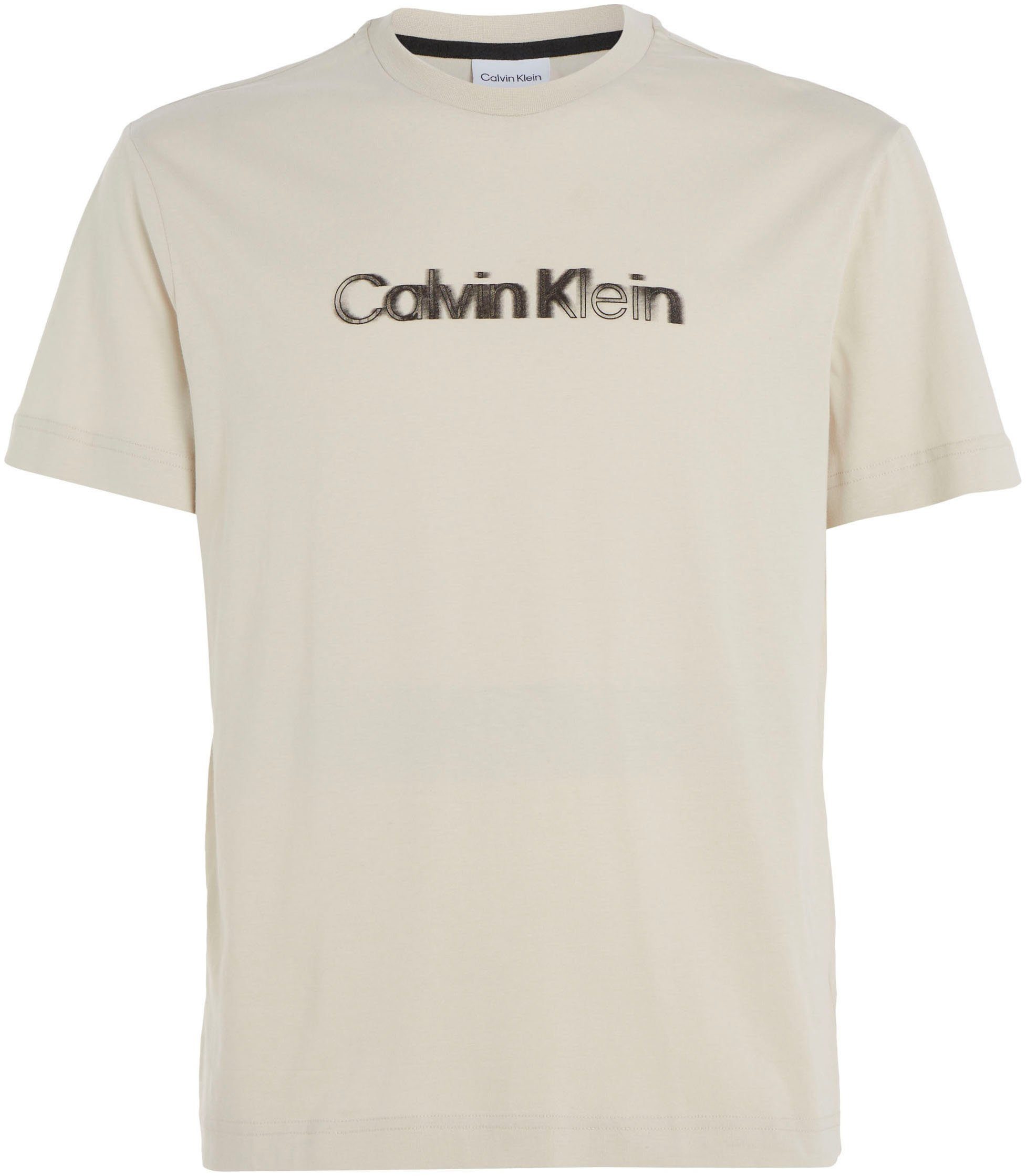 mit Logo Brust beige Calvin Calvin auf der Klein Kurzarmshirt Klein