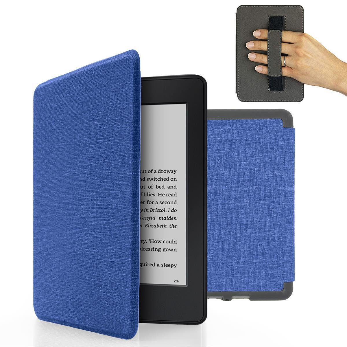 MyGadget E-Reader-Hülle Hülle, für Amazon Kindle Paperwhite 10.Generation  (Modell 2019 - J9G29R - 6 Zoll) mit Handschlaufe & Auto Sleep / Wake  Funktion - Flip Case in Dunkel Blau