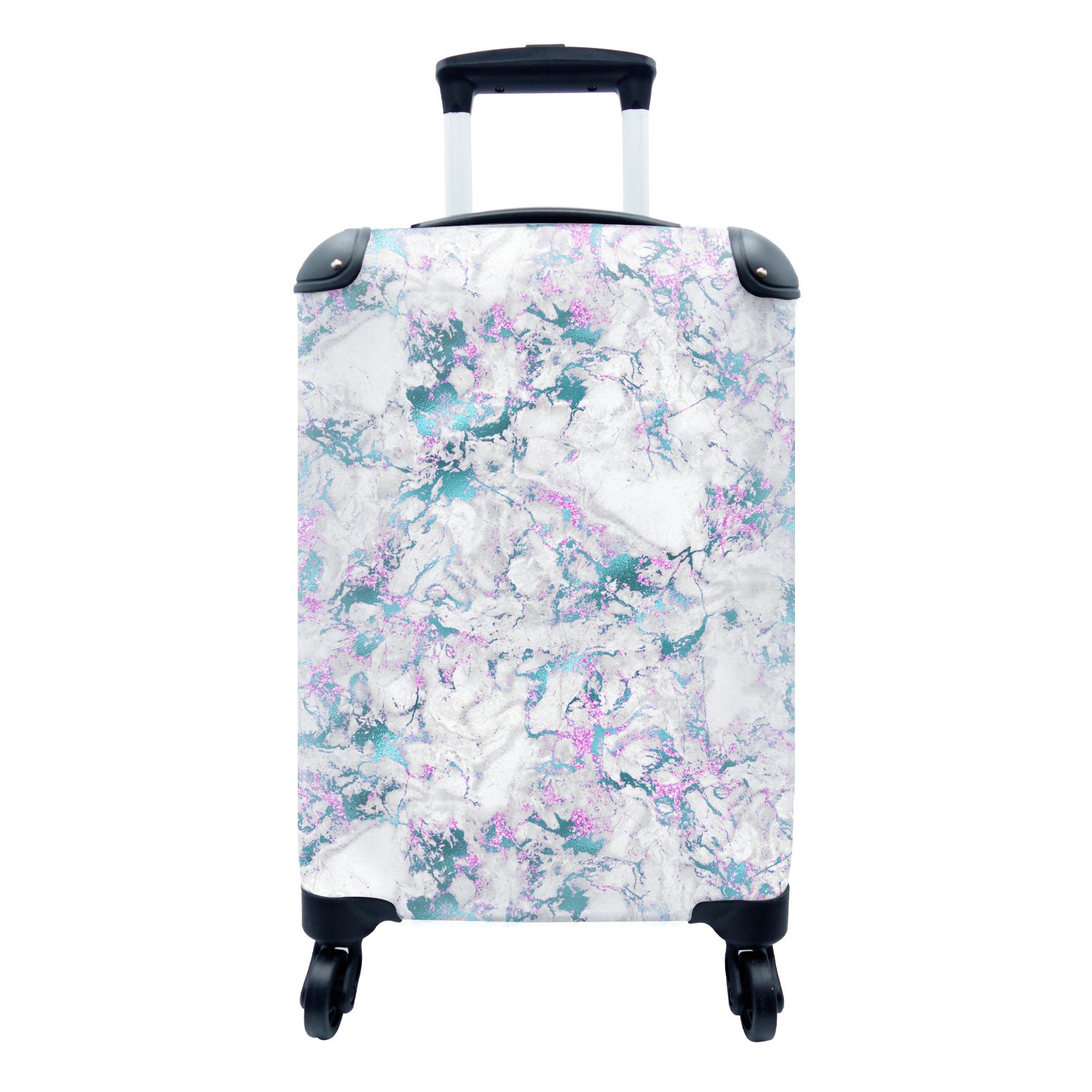 für Muster, Reisetasche Handgepäck - MuchoWow Reisekoffer Ferien, 4 Handgepäckkoffer Trolley, Marmor Rollen, - rollen, mit Regenbogen