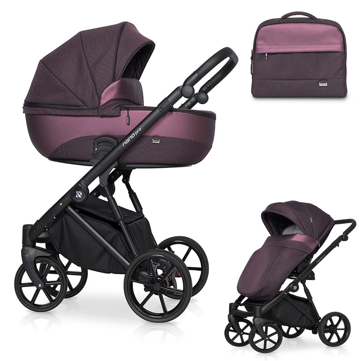 babies-on-wheels Kombi-Kinderwagen Nano pro 2 in 1 inkl. Sportsitz und Zubehör in 6 Farben