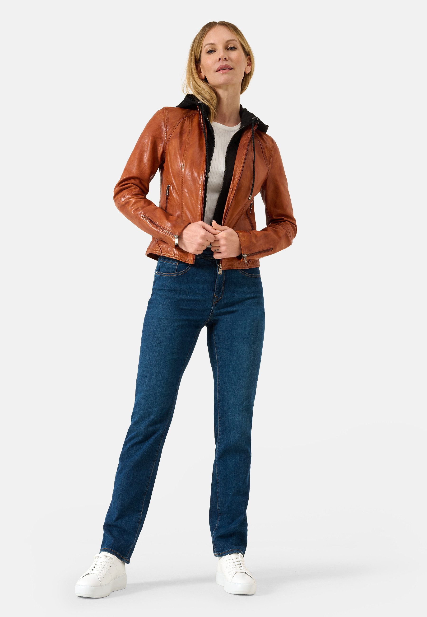 RICANO Lederjacke Dalia Lederjacke mit abtrennbarer Kapuze