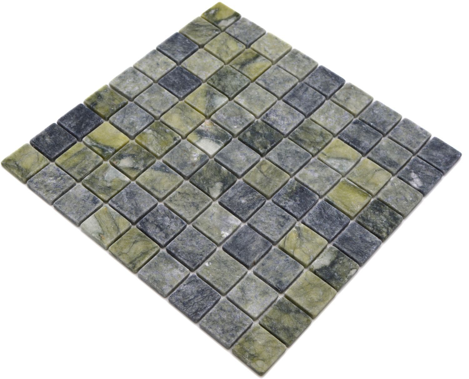 Mosani Bodenfliese Natursteinmosaik Marmor grün matt