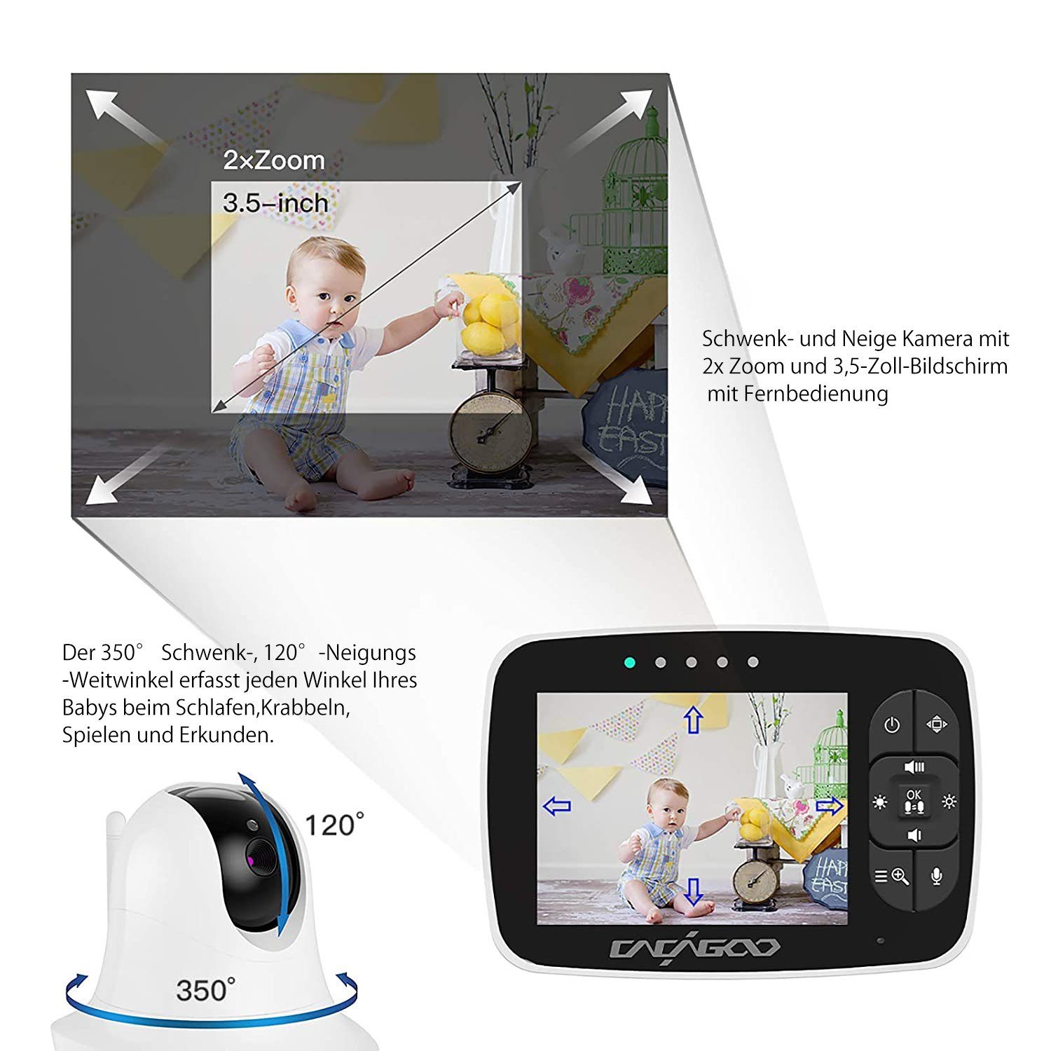 Babyphone Video-Babyphone mit Mutoy Gegensprechfunktion und ECO-Modus Smart kamera,