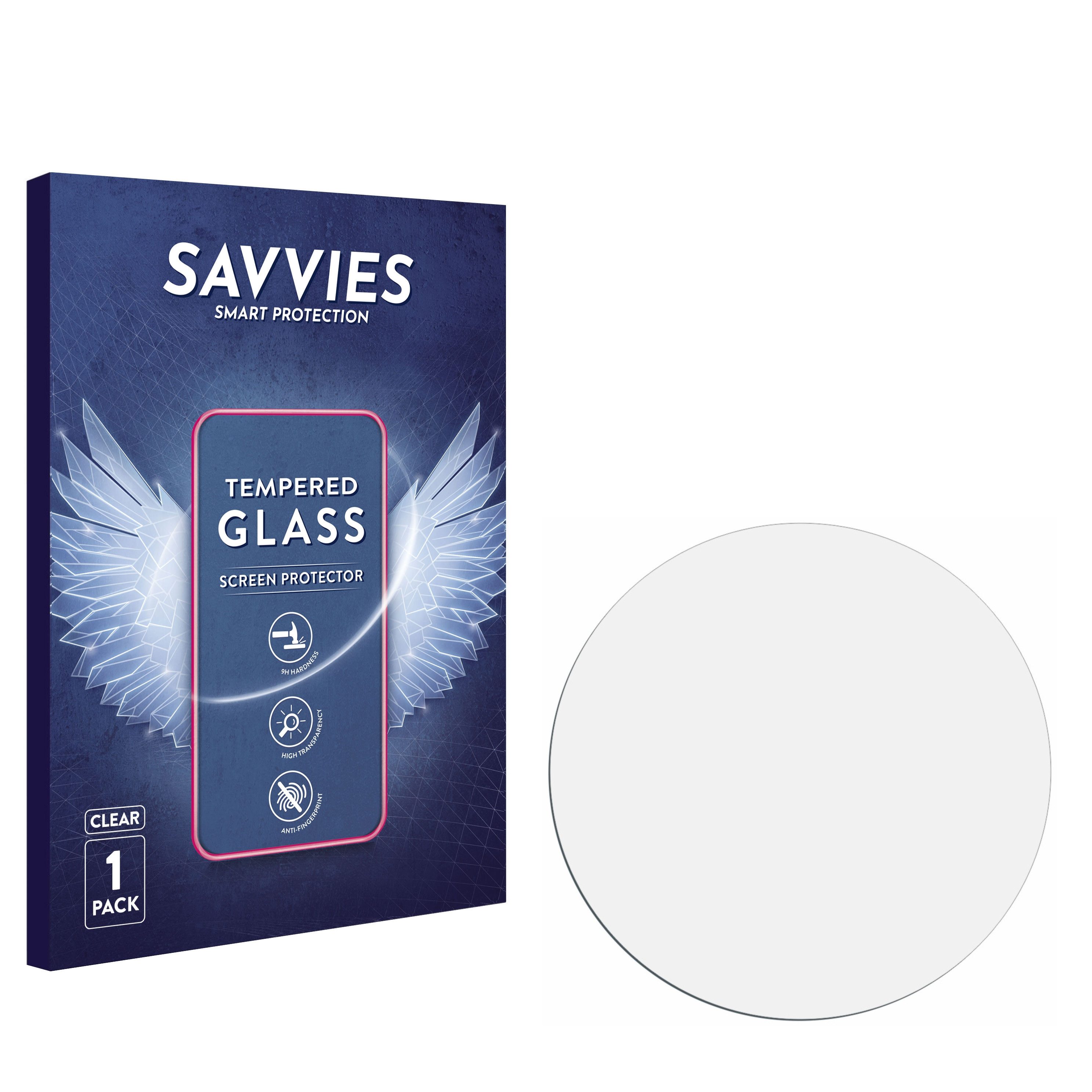 Savvies Displayschutzglas Schutzglas für walkbee Smartwatch 1.3" (rund), Displayschutz 9H Glas Klar Transparent – Bild 3 von 5