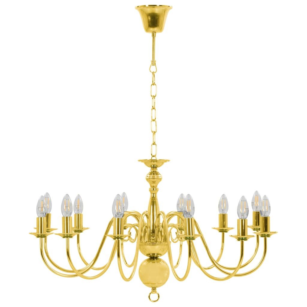 vidaXL Kronleuchter Kronleuchter Golden 12 x E14-Glühbirnen – Bild 5 von 5
