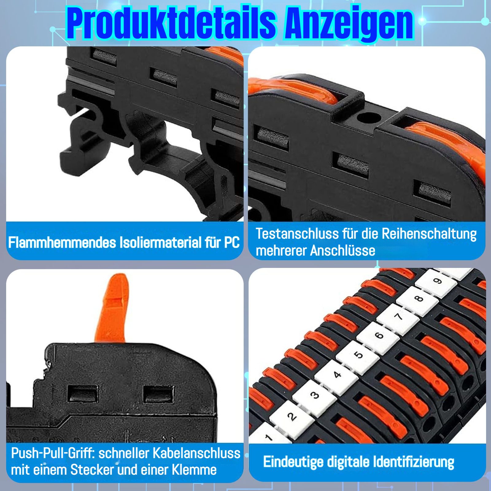 VIVIHEYDAY Klemmen Reihenklemmen Hutschiene, Verbindungsklemmen, Durchgangsklemme, (Hutschiene 0,2–4 mm² PCT-211, Lüsterklemmen Steckbar, 60-St., Klemmleiste Set, klemmen elektro für schnelle Verkabelung)