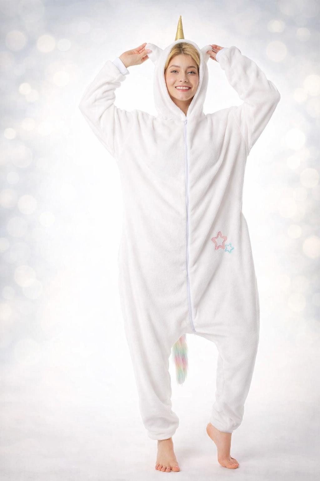 Corimori Partyanzug Erwachsenen Onesie, Jumpsuit, Jumpsuit, Pyjama, Fasching, Kigurumi, Tierkostüme, Einhorn "Mia"