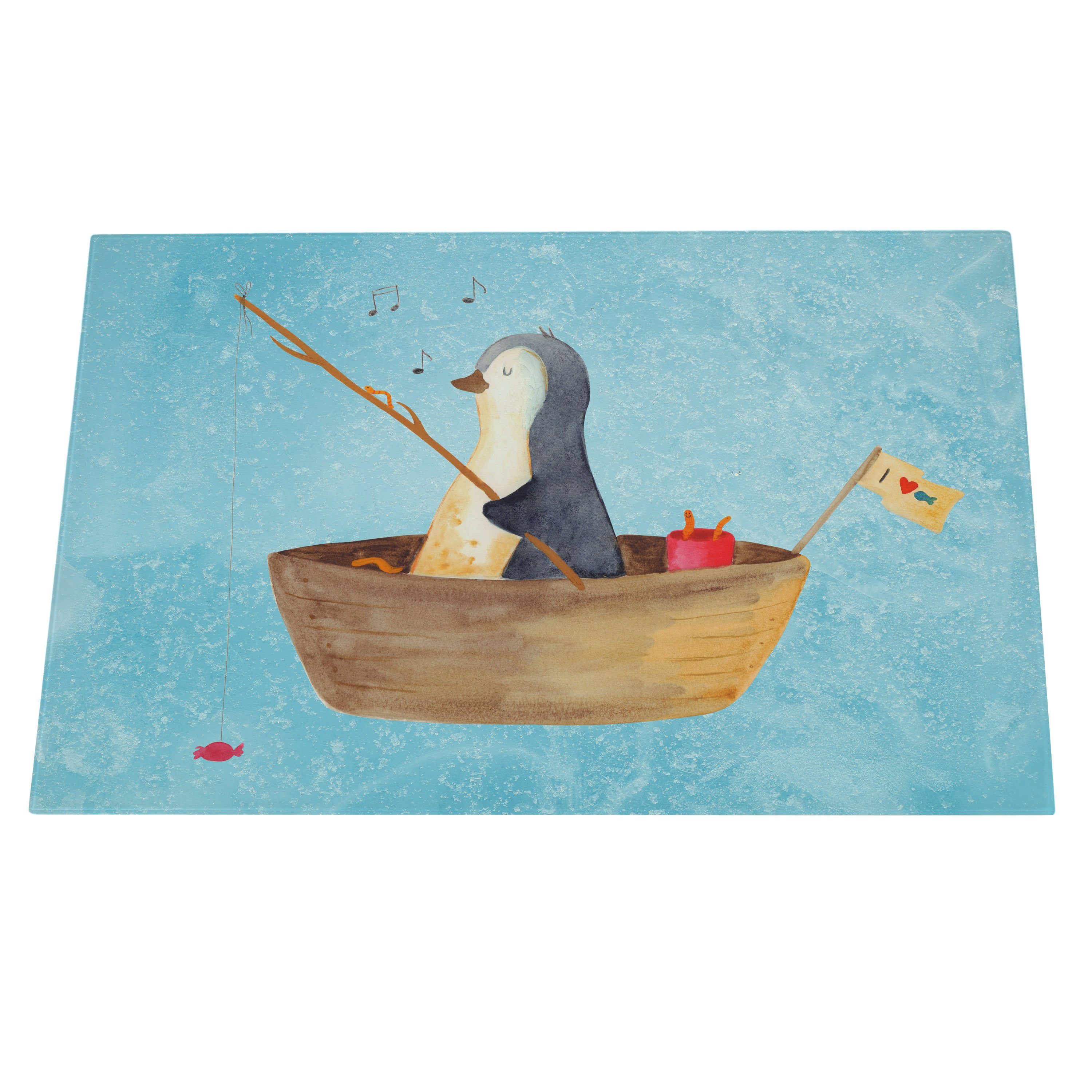 & - Pinguine, Geschenk, Pinguin Panda (1-St) Angelboot Eisblau - genie, Glas, Servierbrett Premium Mrs. Mr. optimistisch,