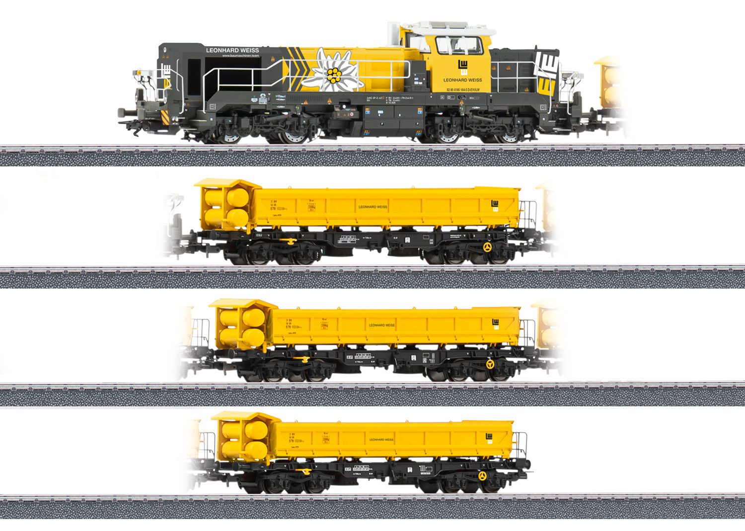 Märklin Güterwagen Bauzug DE 18 Leonhard Weiss - 26180, Spur H0, mit Licht- und Geräuschfunktionen